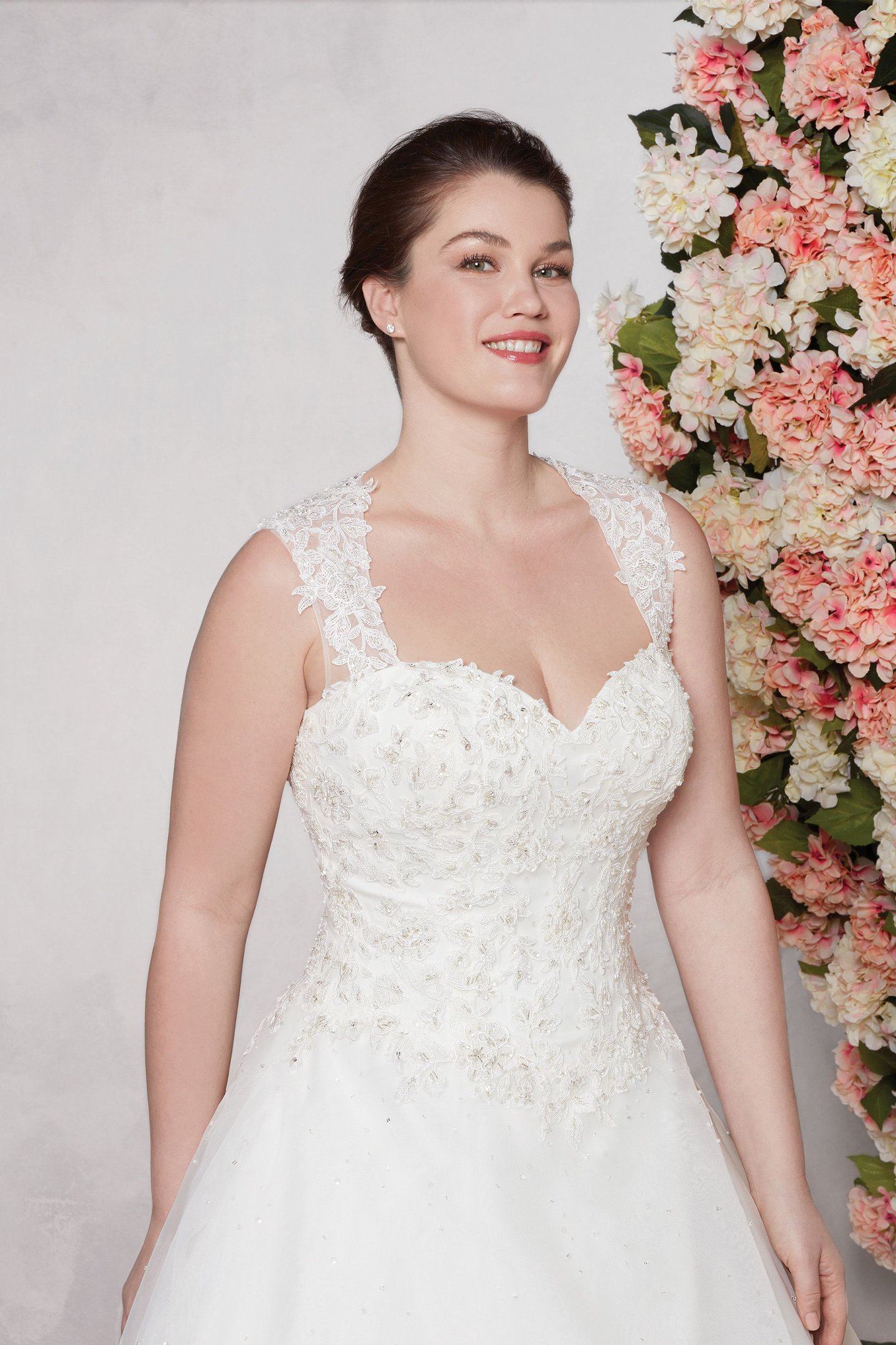 Sincerity Bridal Style 4009 Embroidered Lace and Tulle Gown with Cascaded Beading