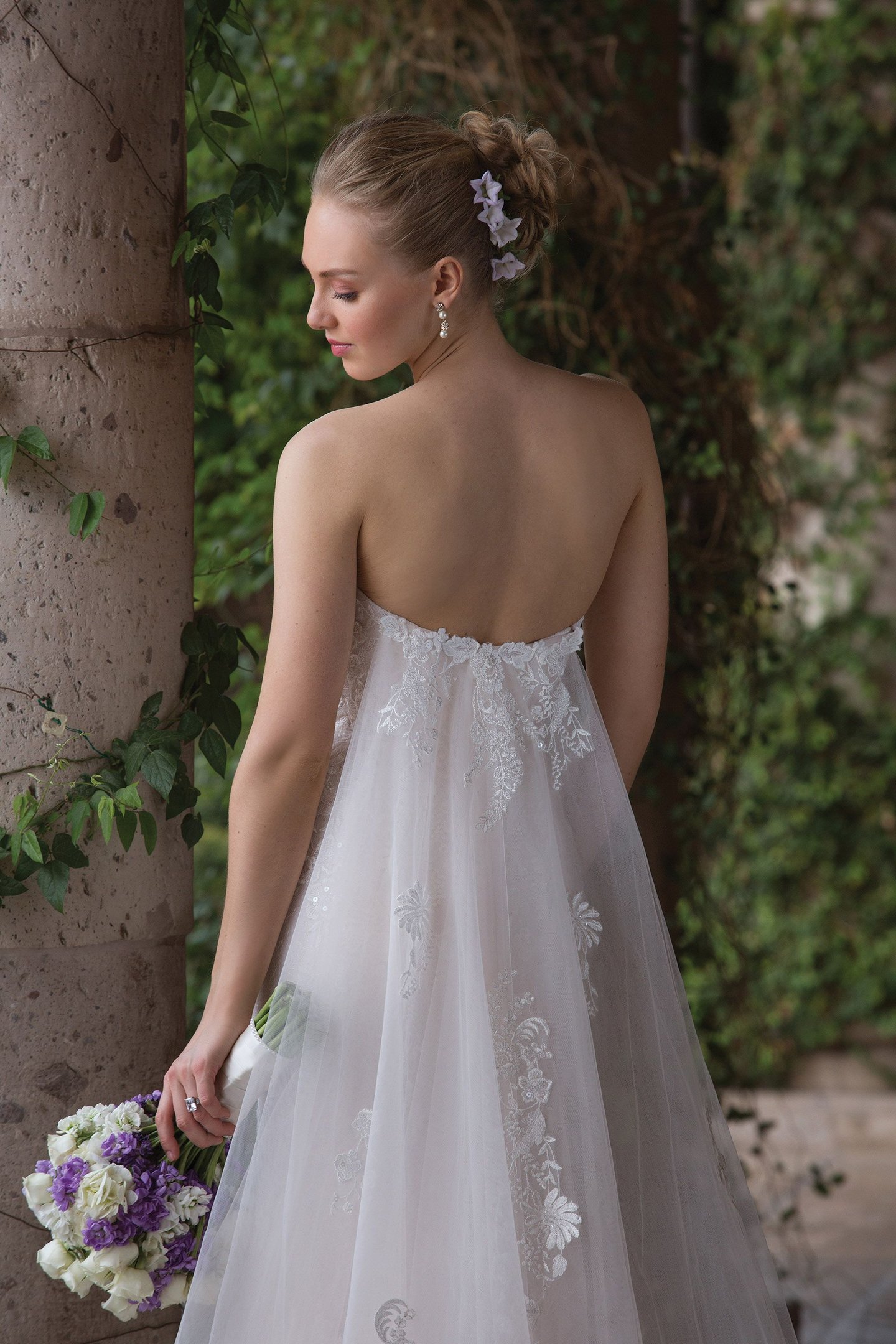 Sincerity Bridal Chantilly Lace Fit and Flare Dress with Detachable Train