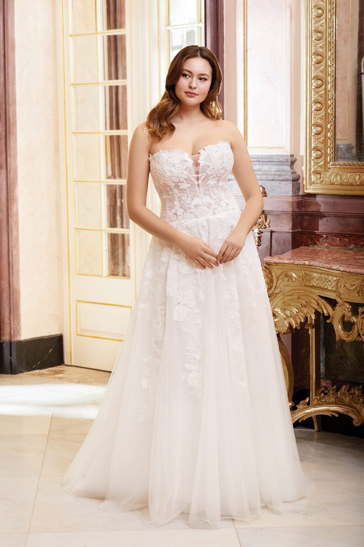 Sincerity Bridal Style 44073 Sweetheart Illusion Bodice with Floral Lace Appliques Dress