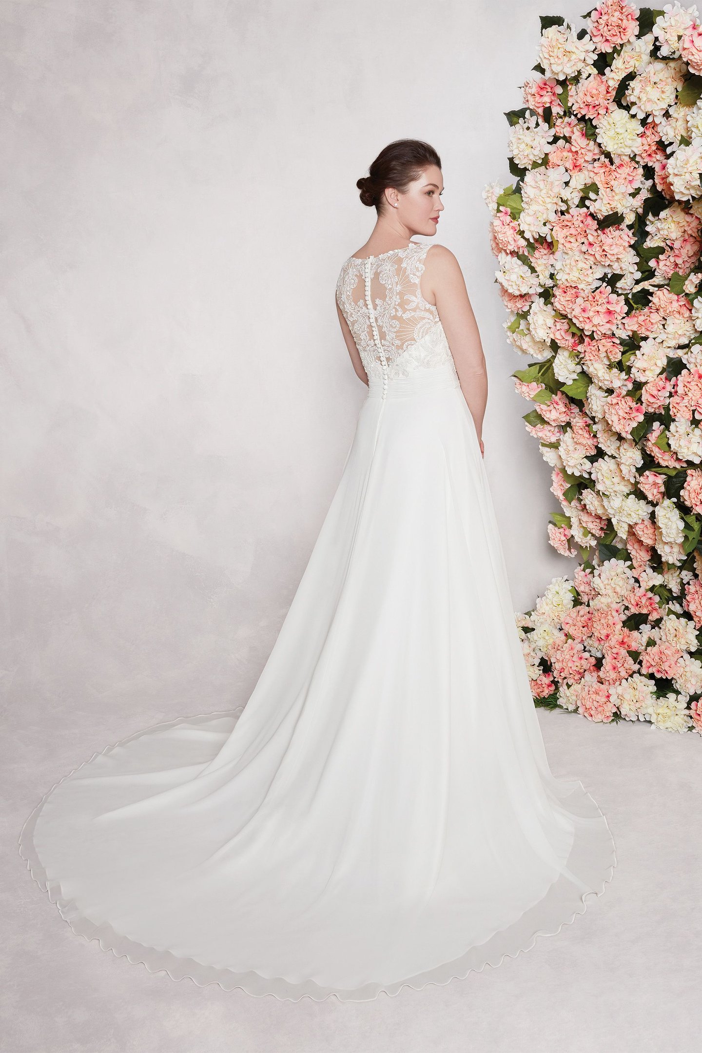 Sincerity Bridal Style 44085 A-line with Beaded Lace Bodice and Cummerbund