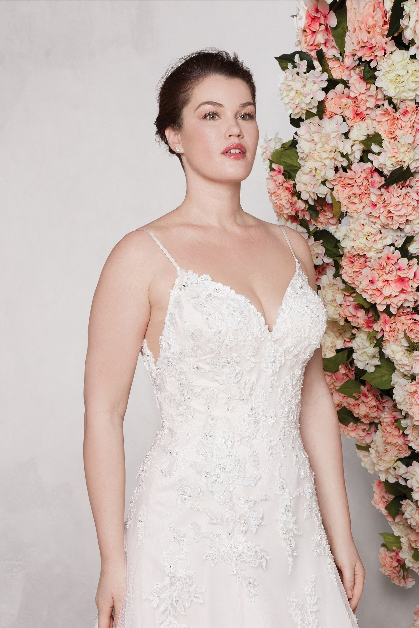 Sincerity Bridal Style 44091 A-line Dress with Beaded Lace Appliques and Chapel Train