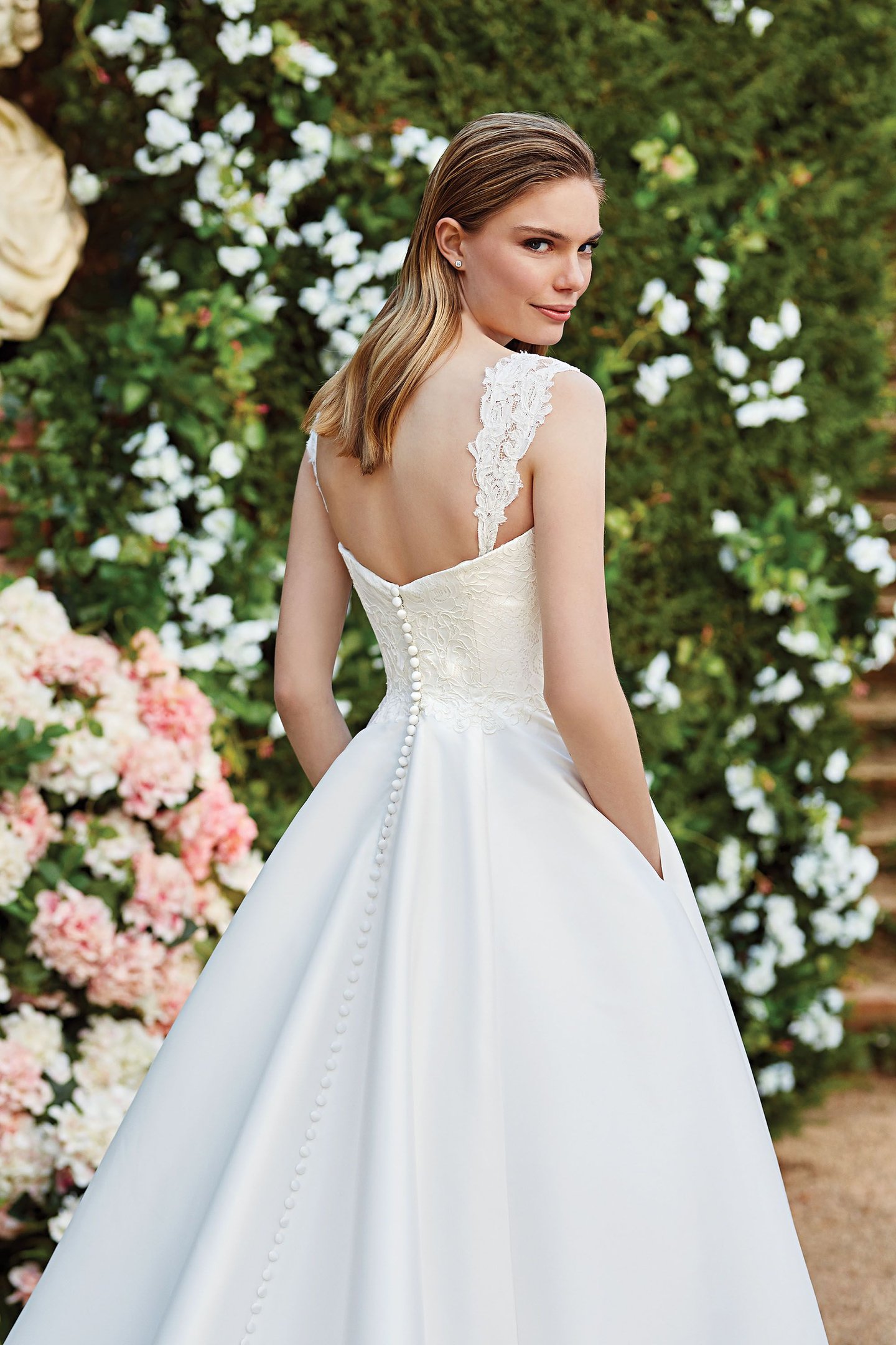 Sincerity Bridal Style 44160SL Lace Mikado Ball Gown with Illusion Lace Detachable Straps