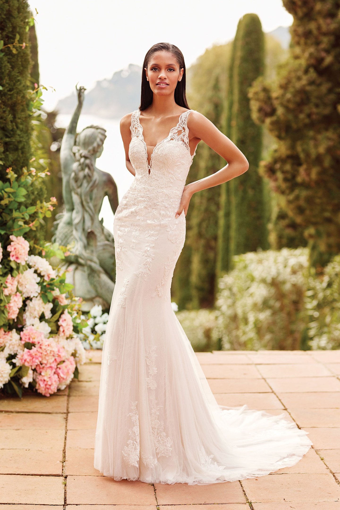 Sincerity Bridal Style 44171 Fit and Flare Gown with Beaded Embroidered Lace