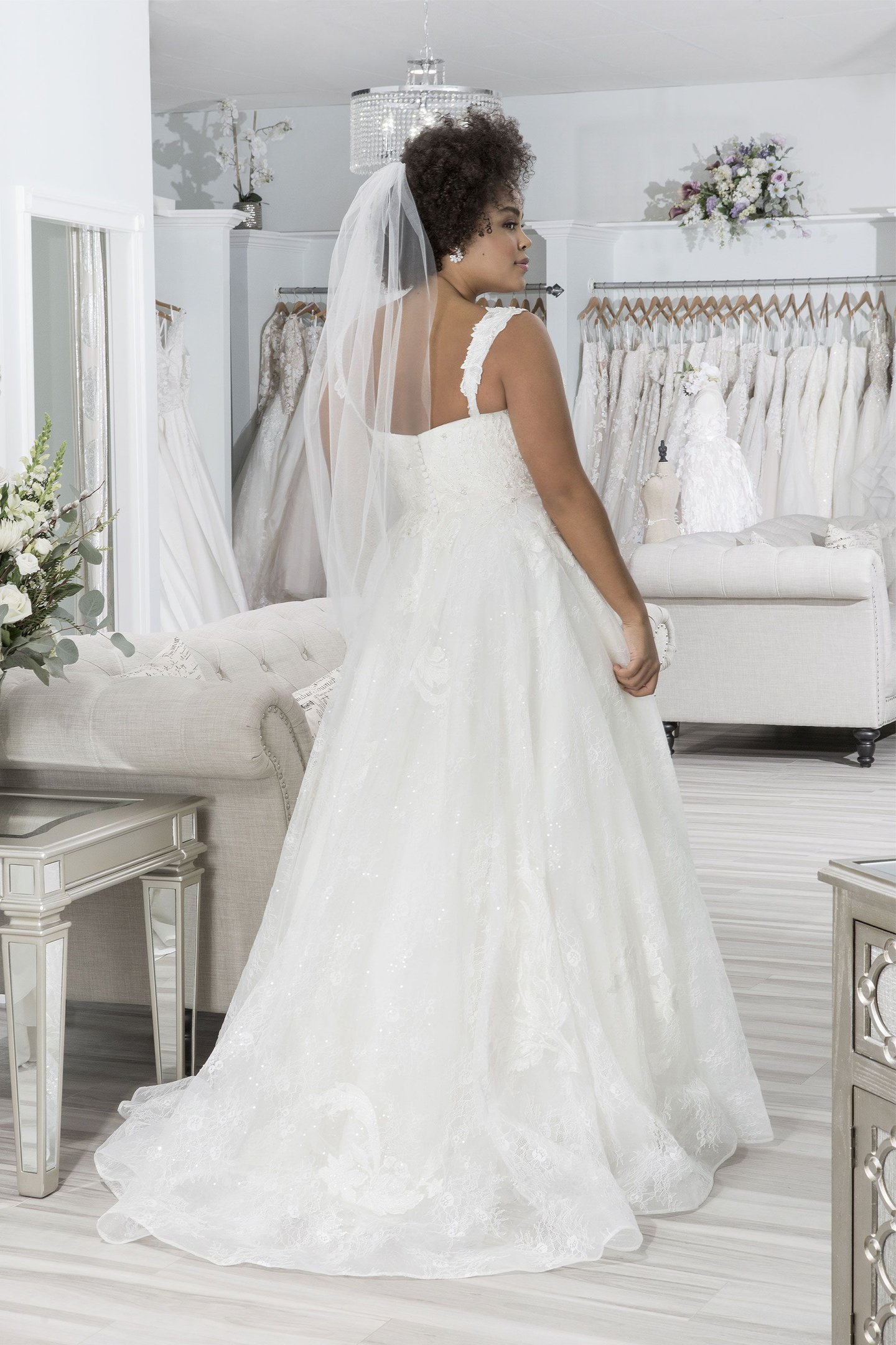 Sincerity Bridal Style 44200PS Sequined Lace Plus Size Ball Gown with Sweetheart Neckline