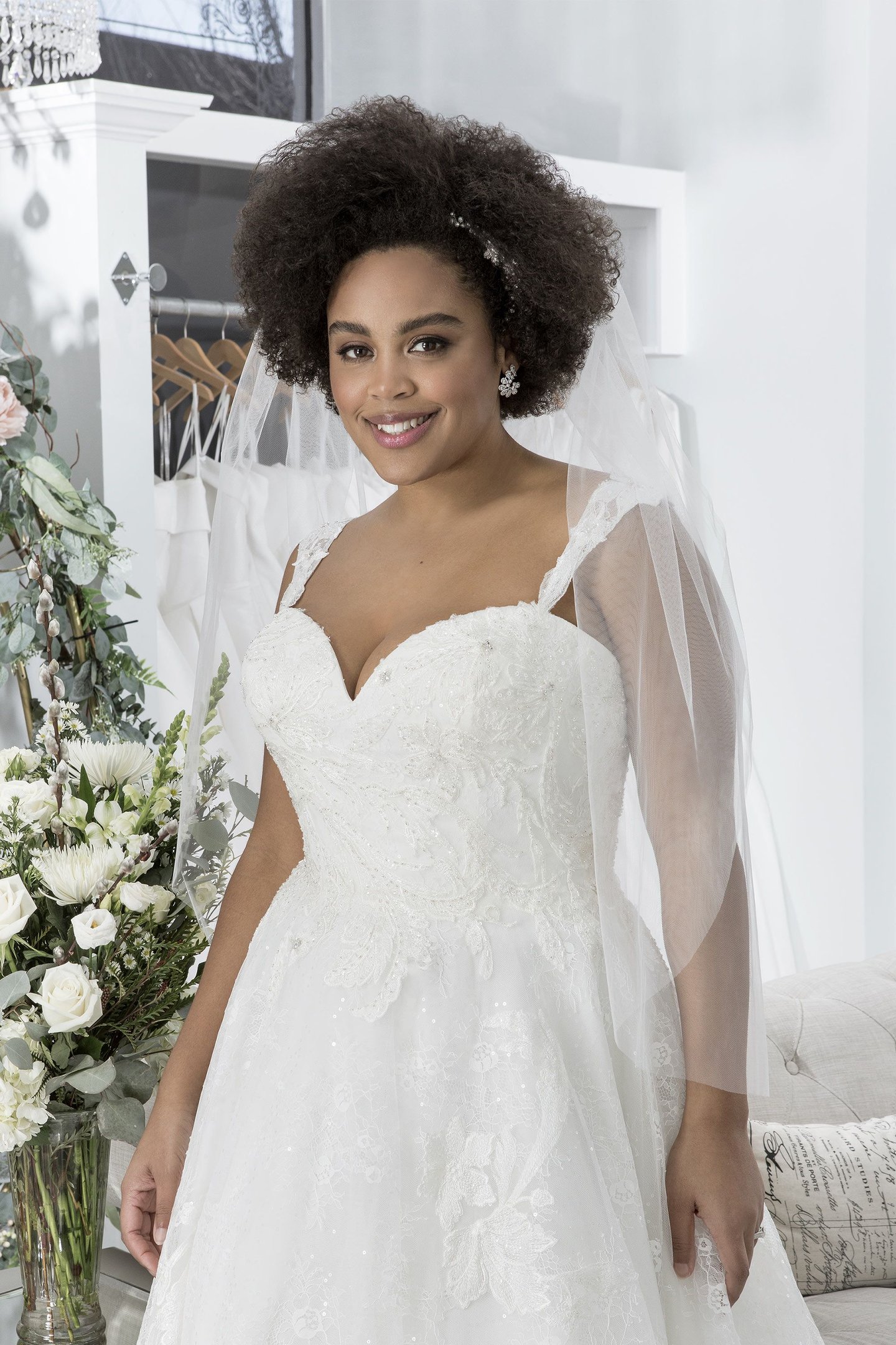 Sincerity Bridal Style 44200PS Sequined Lace Plus Size Ball Gown with Sweetheart Neckline