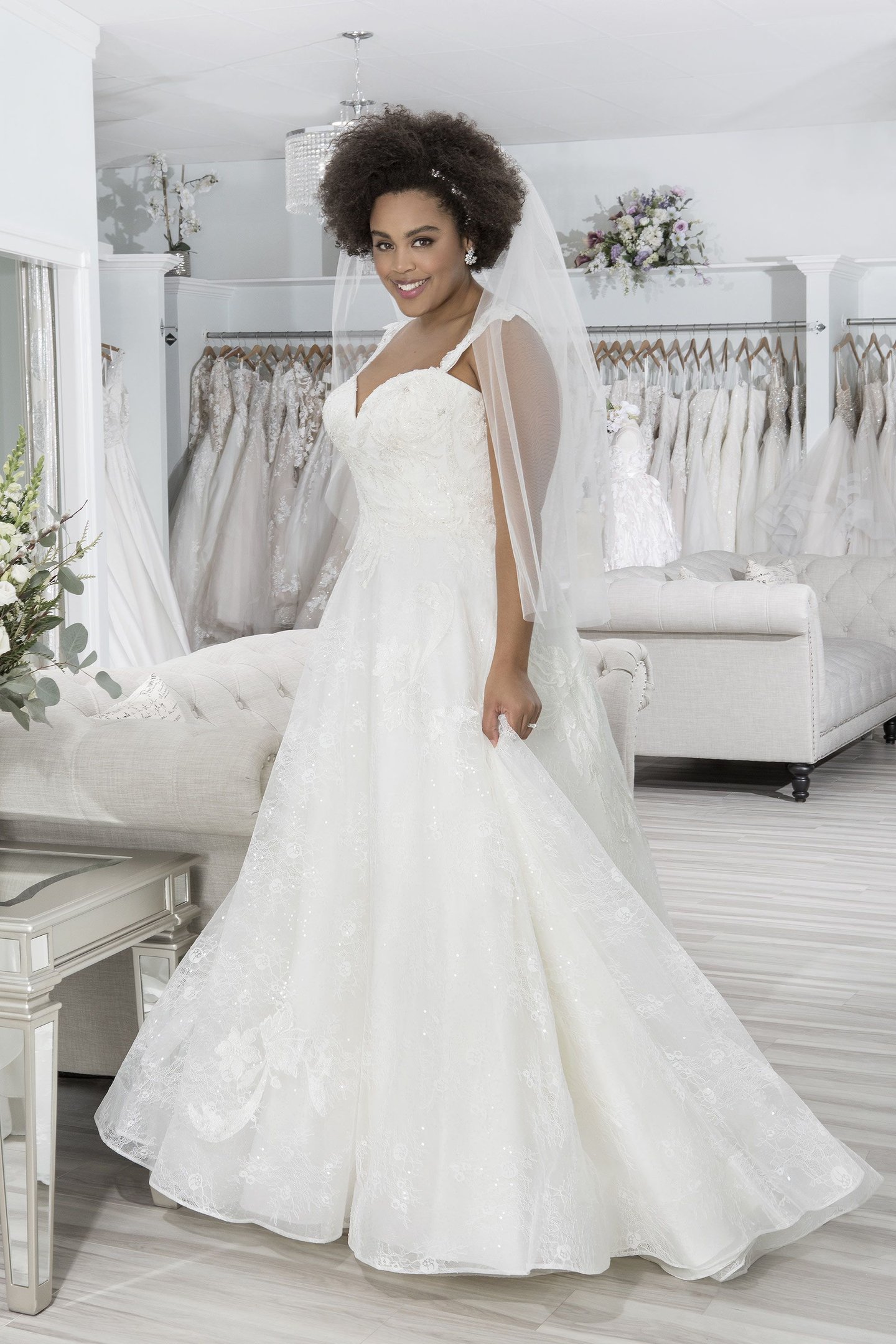 Sincerity Bridal Style 44200PS Sequined Lace Plus Size Ball Gown with Sweetheart Neckline