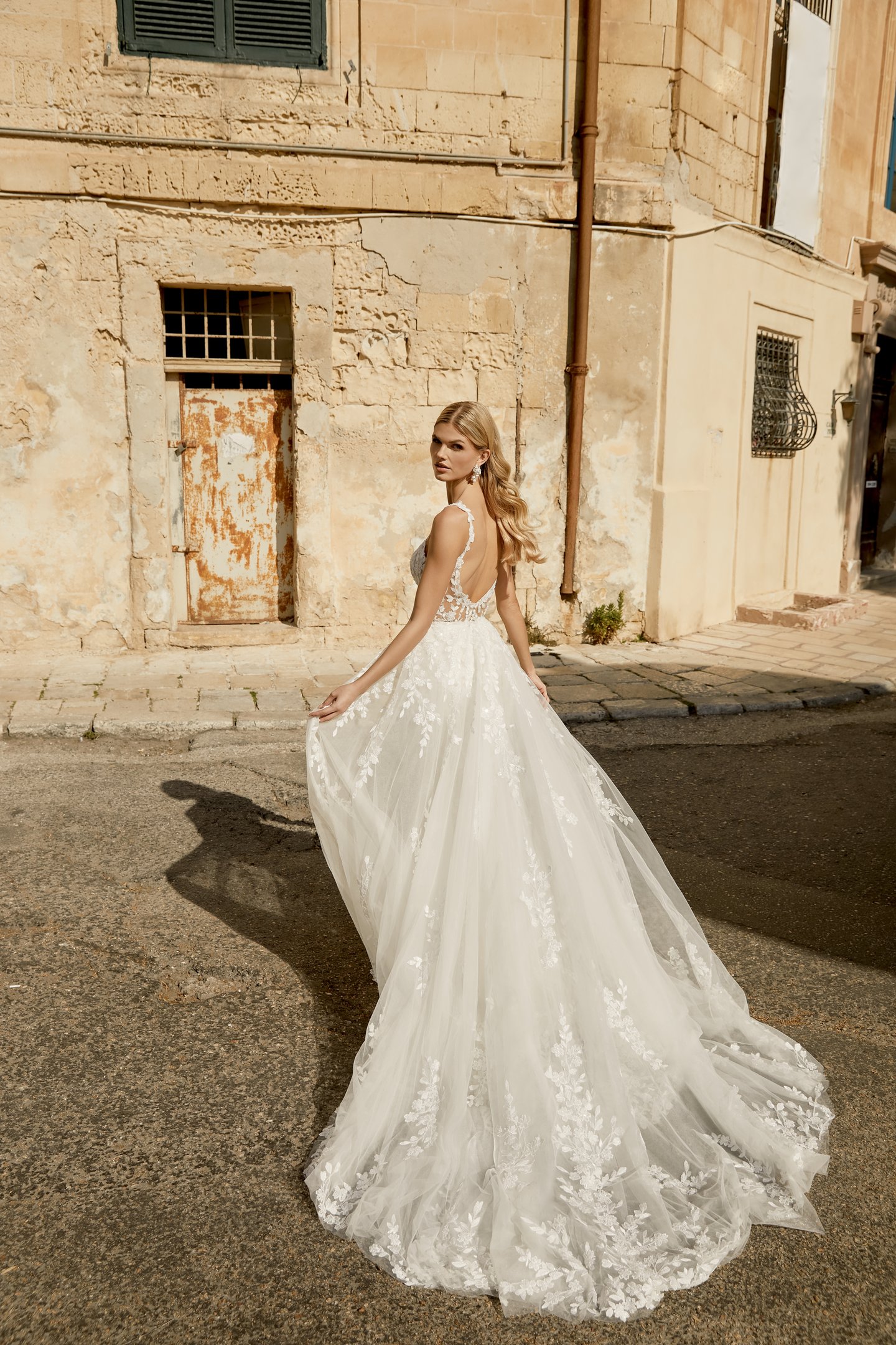 Sincerity Bridal Style 44482DT Detachable Chapel Length Train with Tonal Beaded Waistband