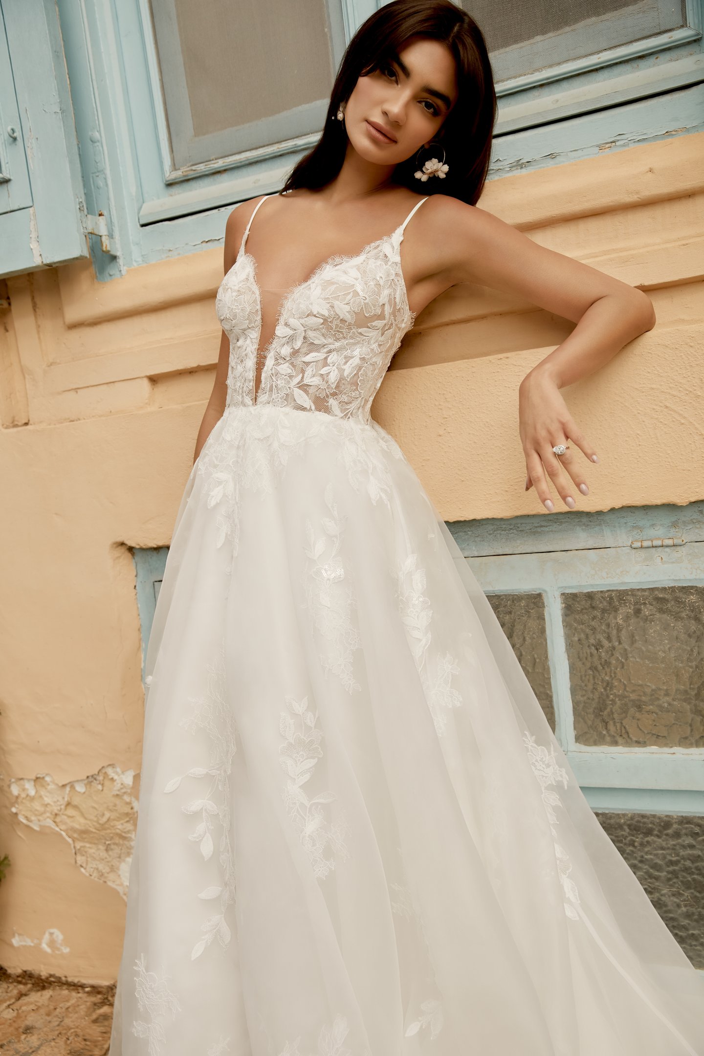 Sincerity Bridal Style 44486 Organza A-Line Gown Adorned with Sequin Embroidered Lace