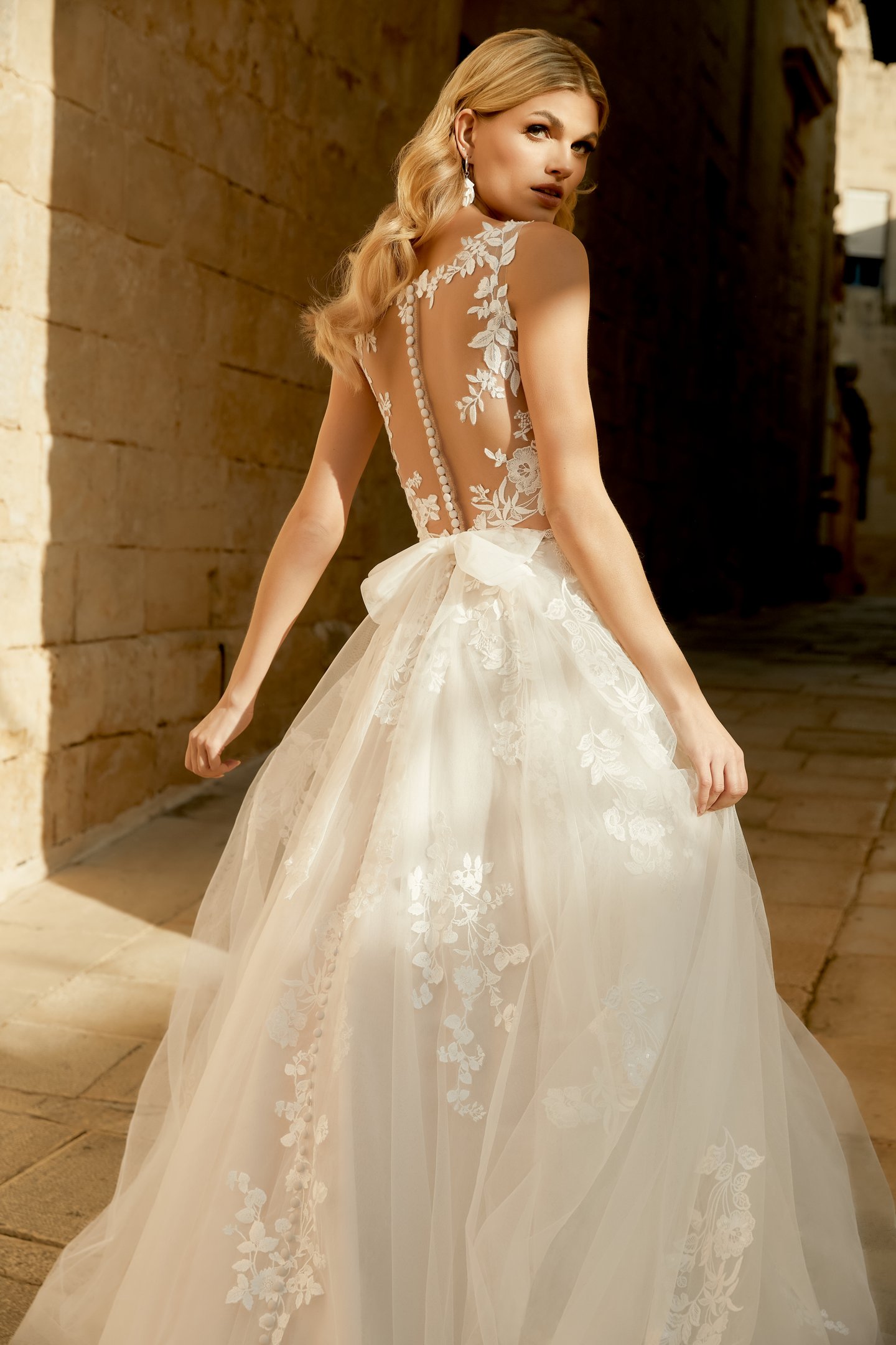Sincerity Bridal Style 44492 Tulle A-Line Gown with Sequin Lace Appliqués on Bodice and Skirt
