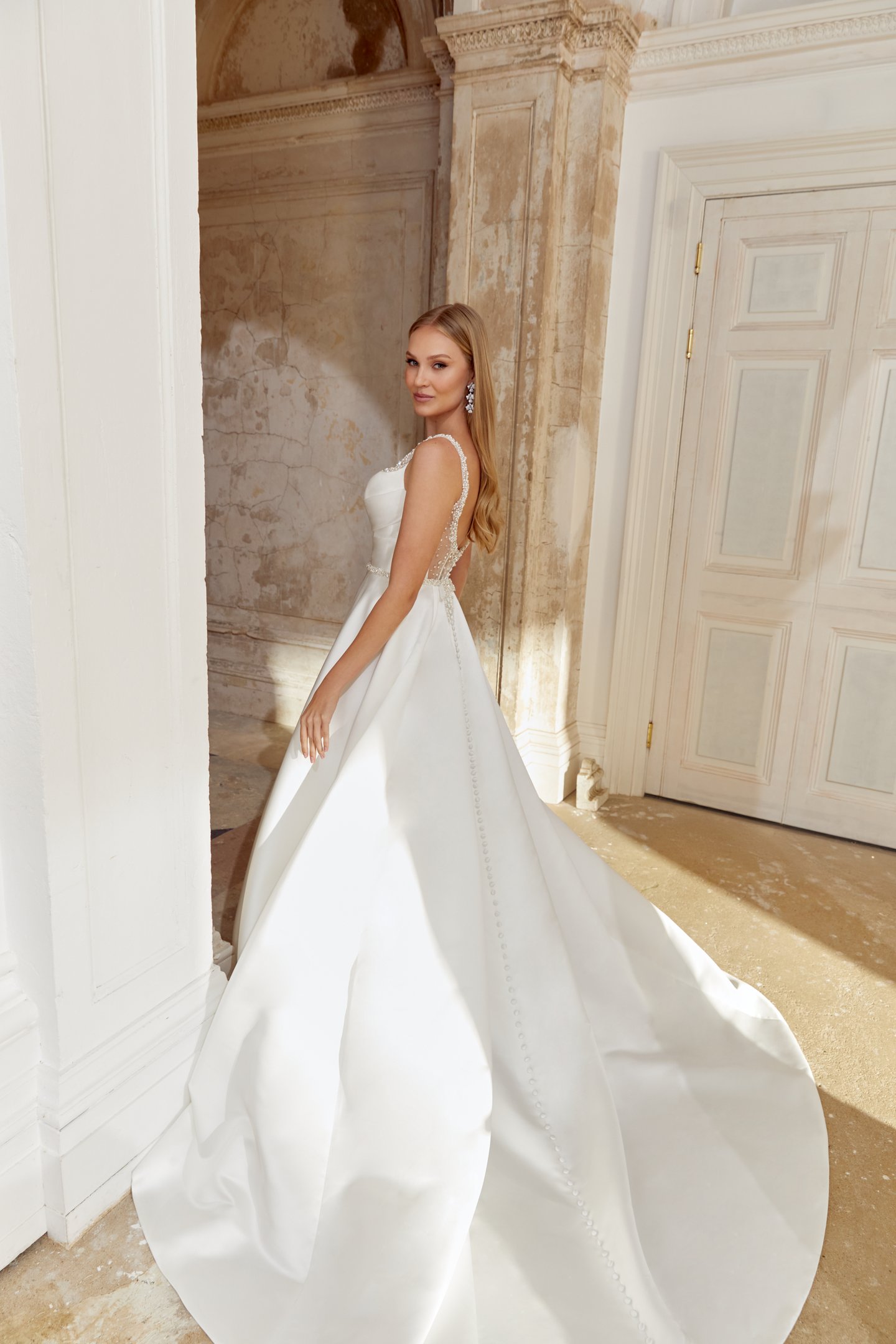 Sincerity Bridal Style 44549 A-Line Mikado Gown with Sweetheart Beaded Neckline and Straps