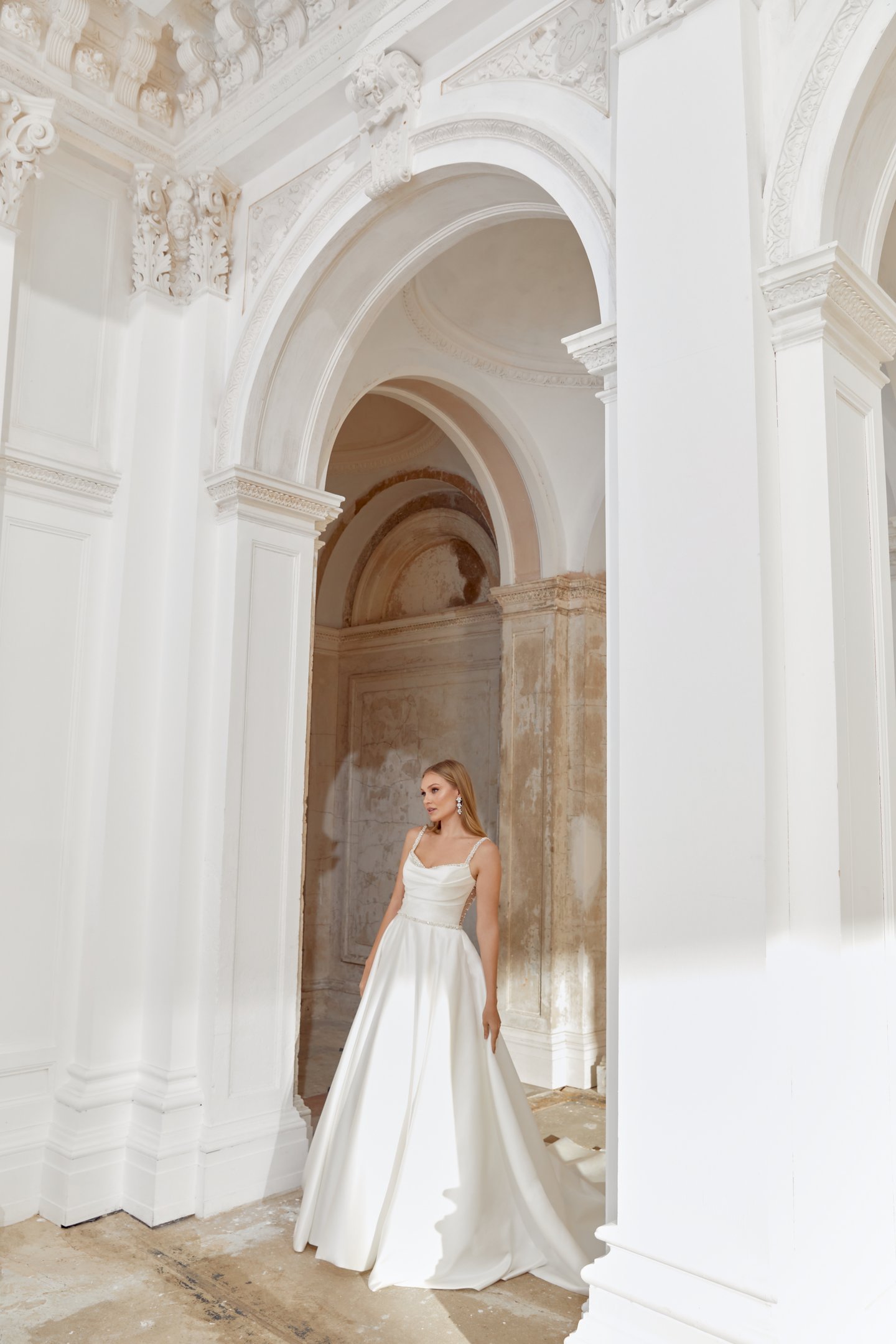 Sincerity Bridal Style 44549 A-Line Mikado Gown with Sweetheart Beaded Neckline and Straps