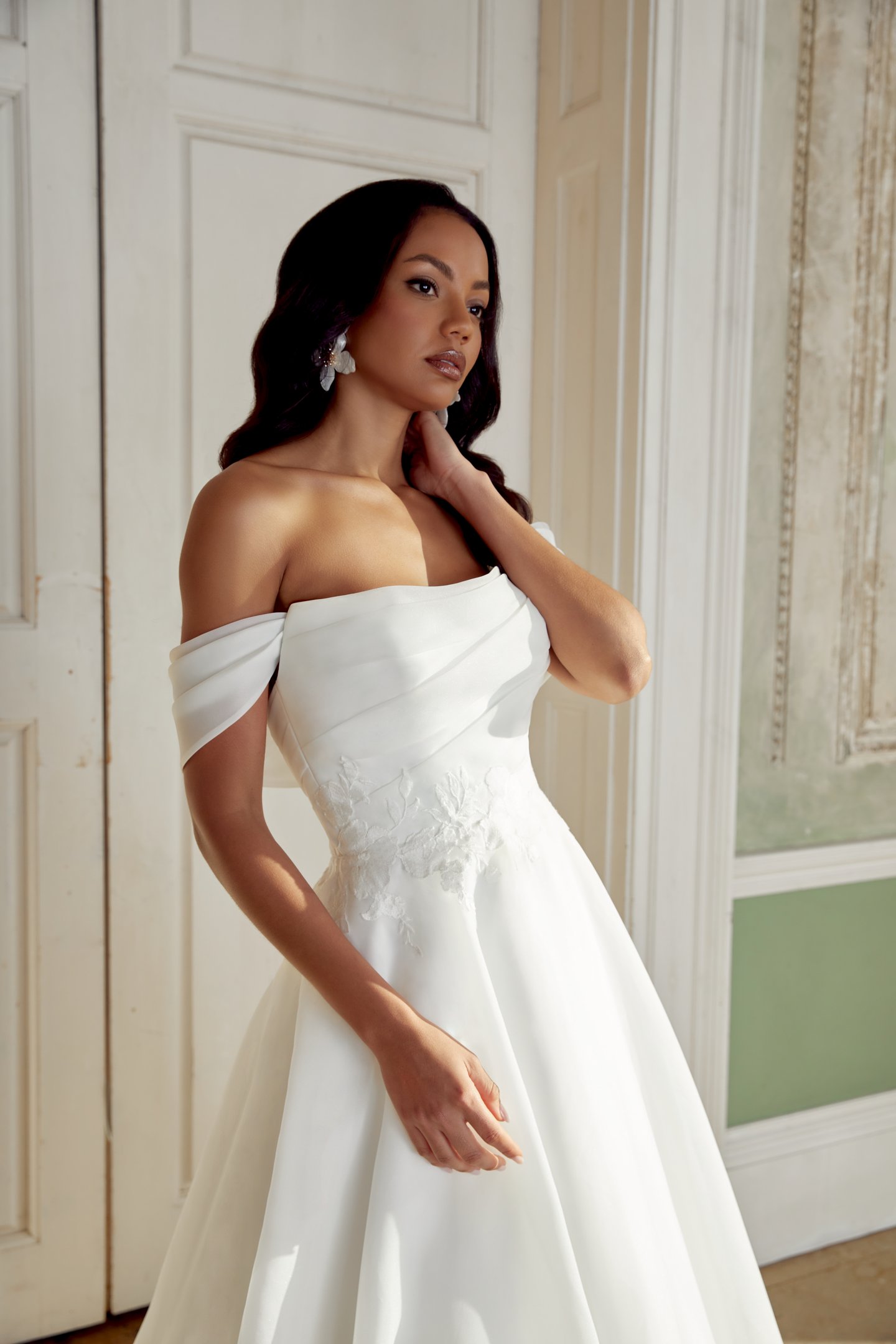 Sincerity Bridal Style 44553 Organza Ballgown with Strapless Scoop Neckline and Lace Appliqués