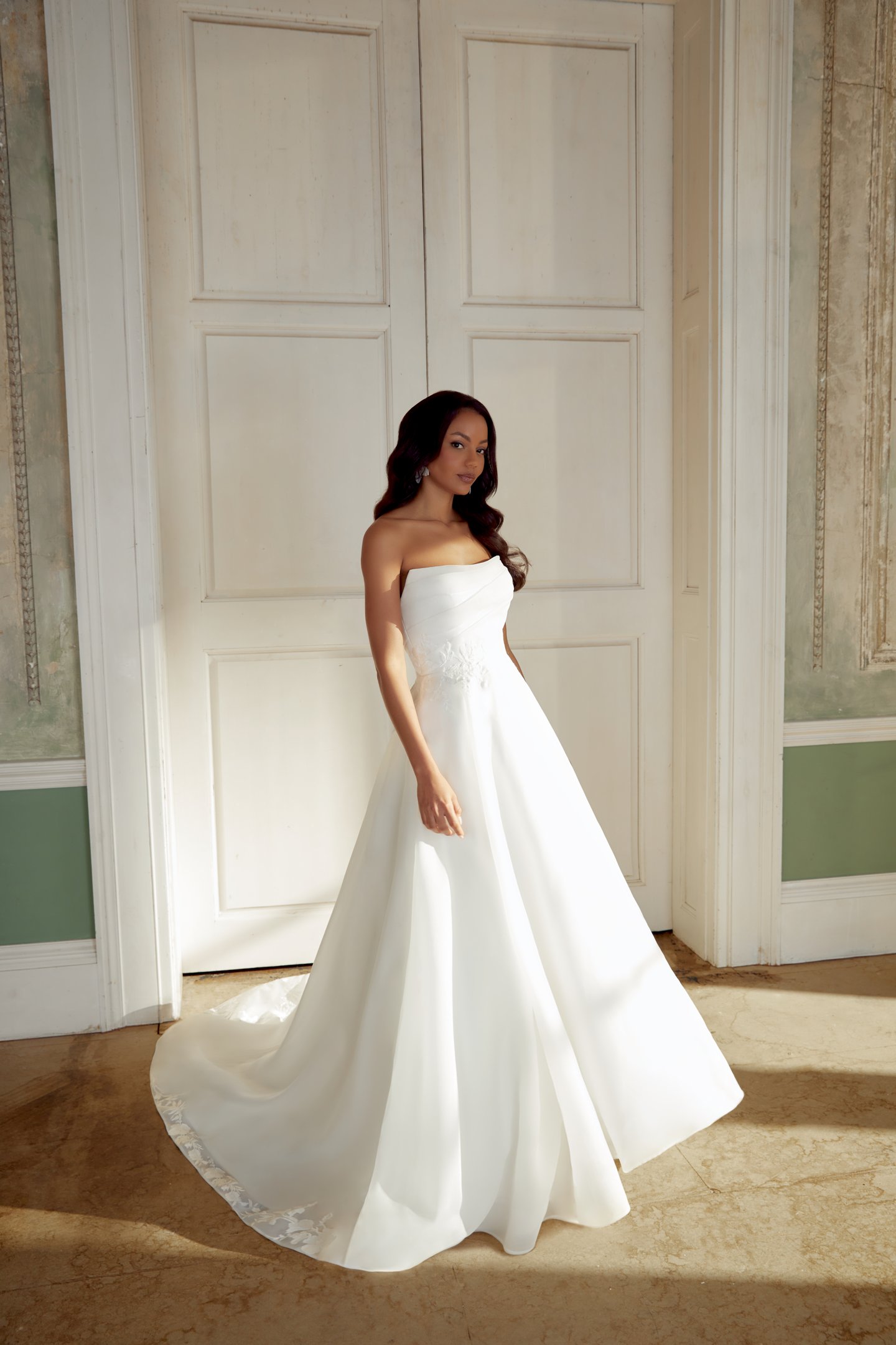 Sincerity Bridal Style 44553 Organza Ballgown with Strapless Scoop Neckline and Lace Appliqués