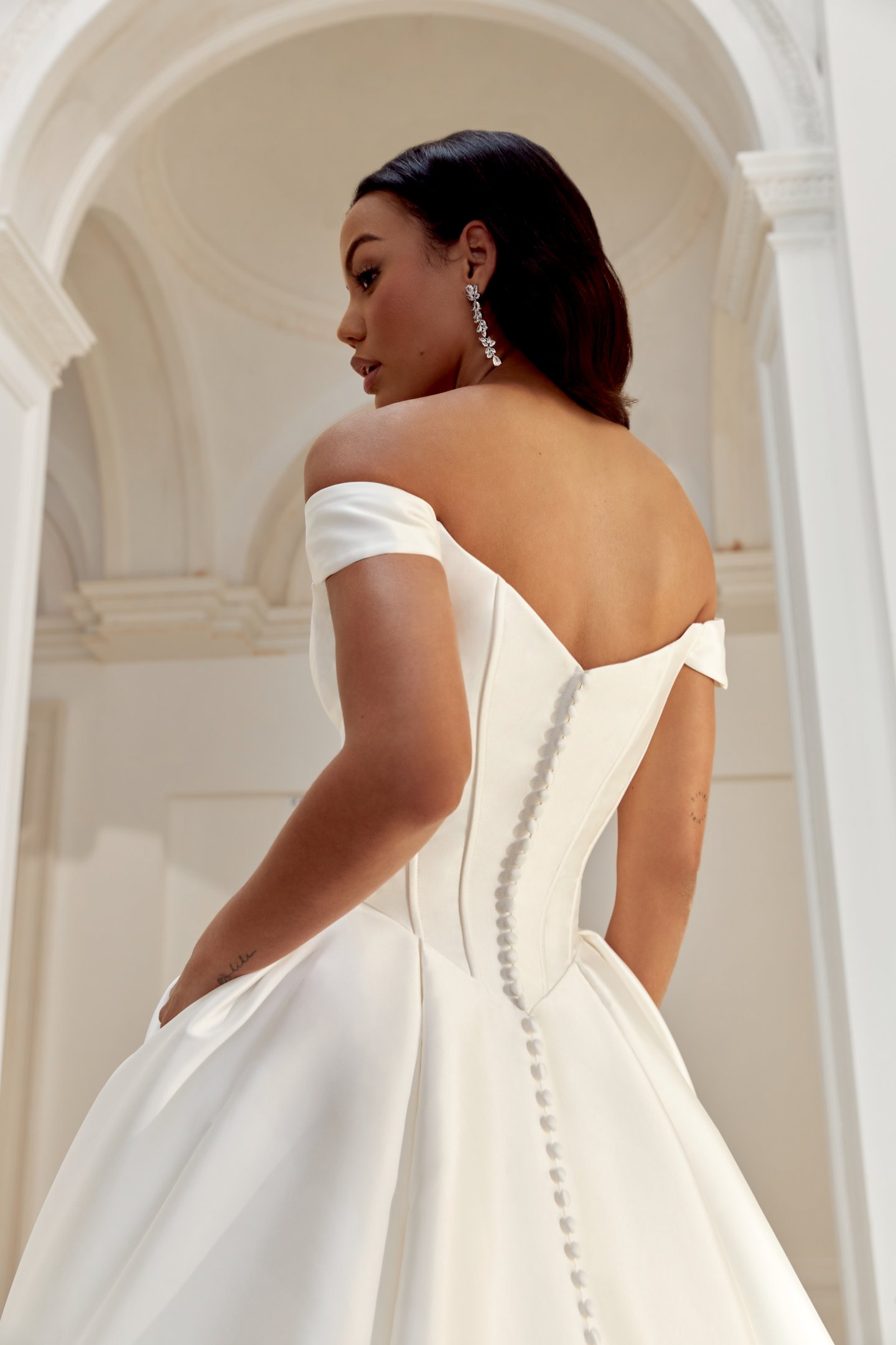 Sincerity Bridal Style 44558 Mikado Ballgown with Modern Seaming and Box Pleated Skirt