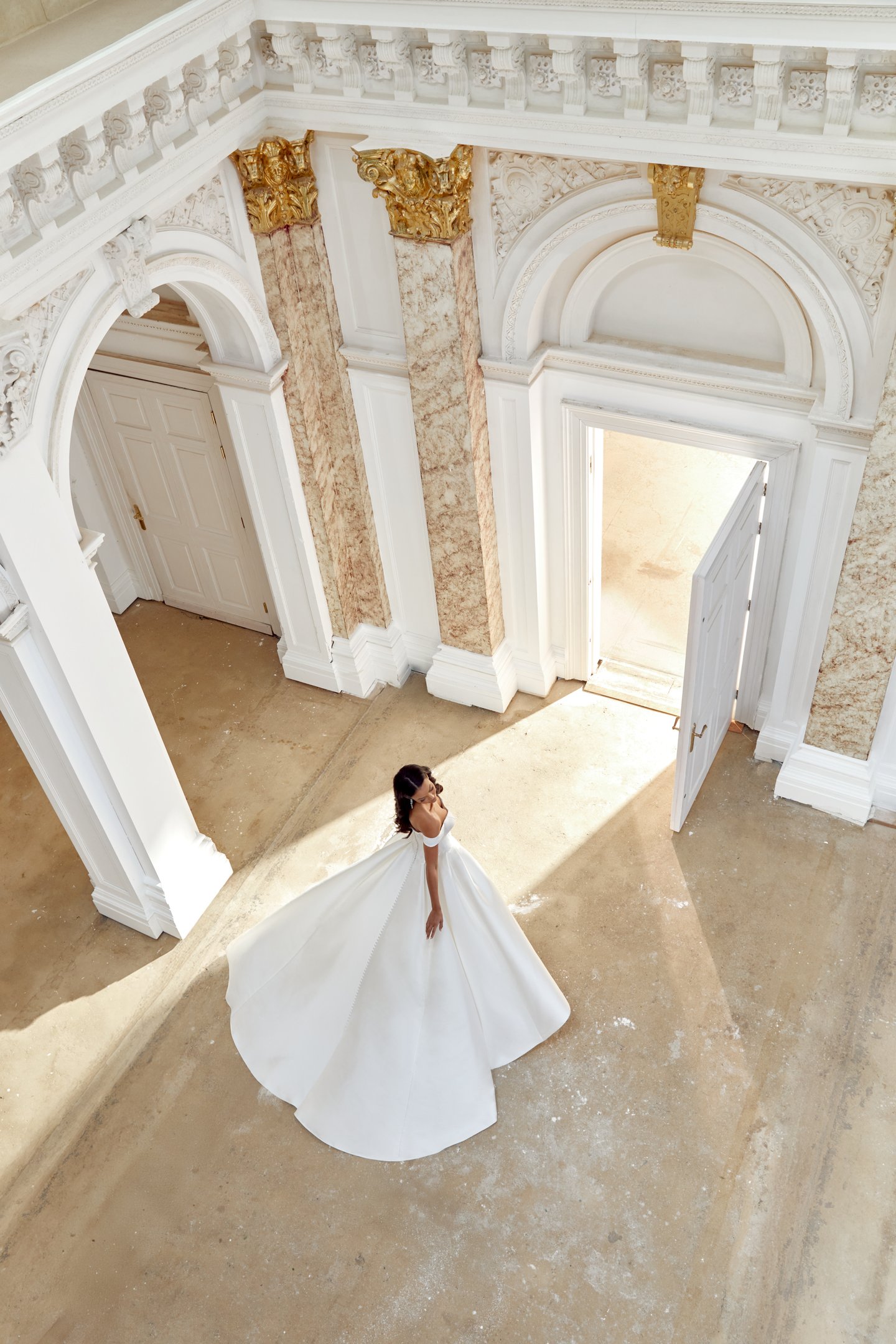 Sincerity Bridal Style 44558 Mikado Ballgown with Modern Seaming and Box Pleated Skirt