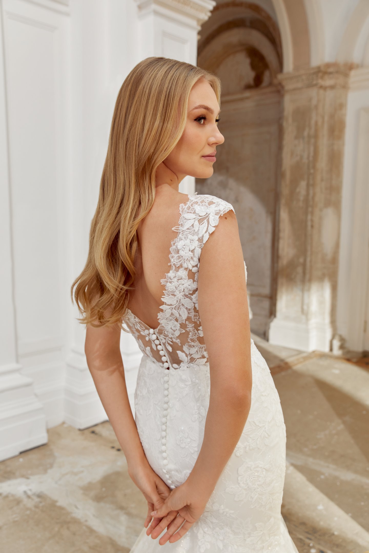 Sincerity Bridal Style 44560 Trumpet Tulle Gown with Illusion Sabrina Plunging Sweetheart Neckline
