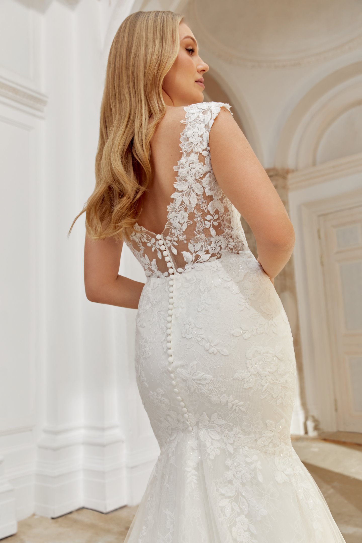 Sincerity Bridal Style 44560 Trumpet Tulle Gown with Illusion Sabrina Plunging Sweetheart Neckline