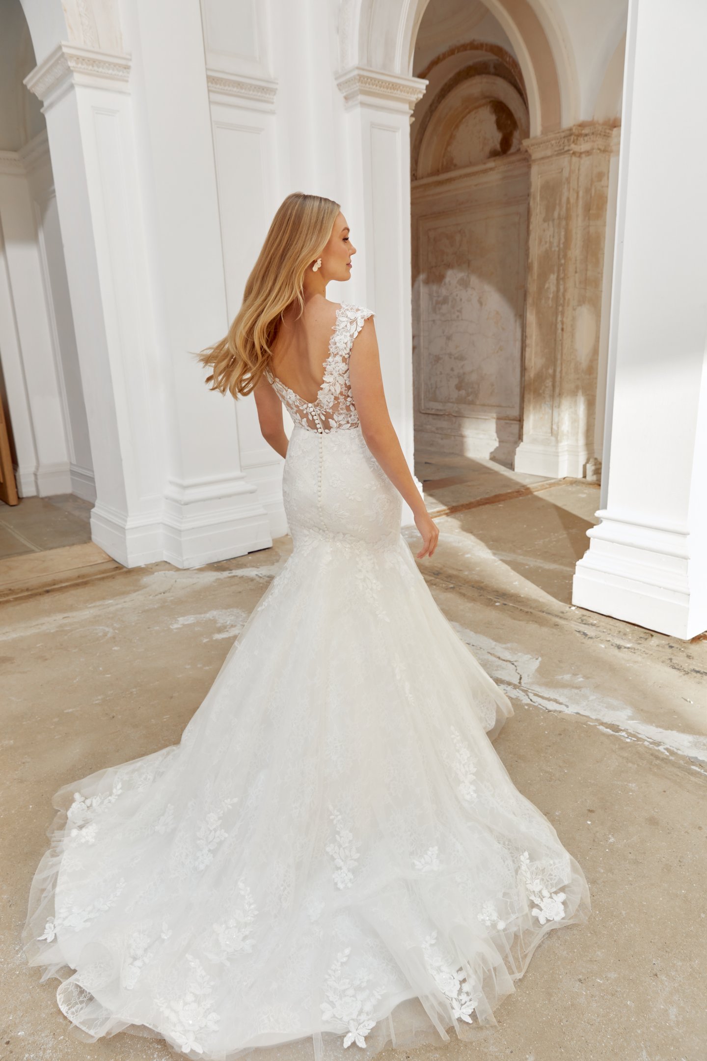 Sincerity Bridal Style 44560 Trumpet Tulle Gown with Illusion Sabrina Plunging Sweetheart Neckline