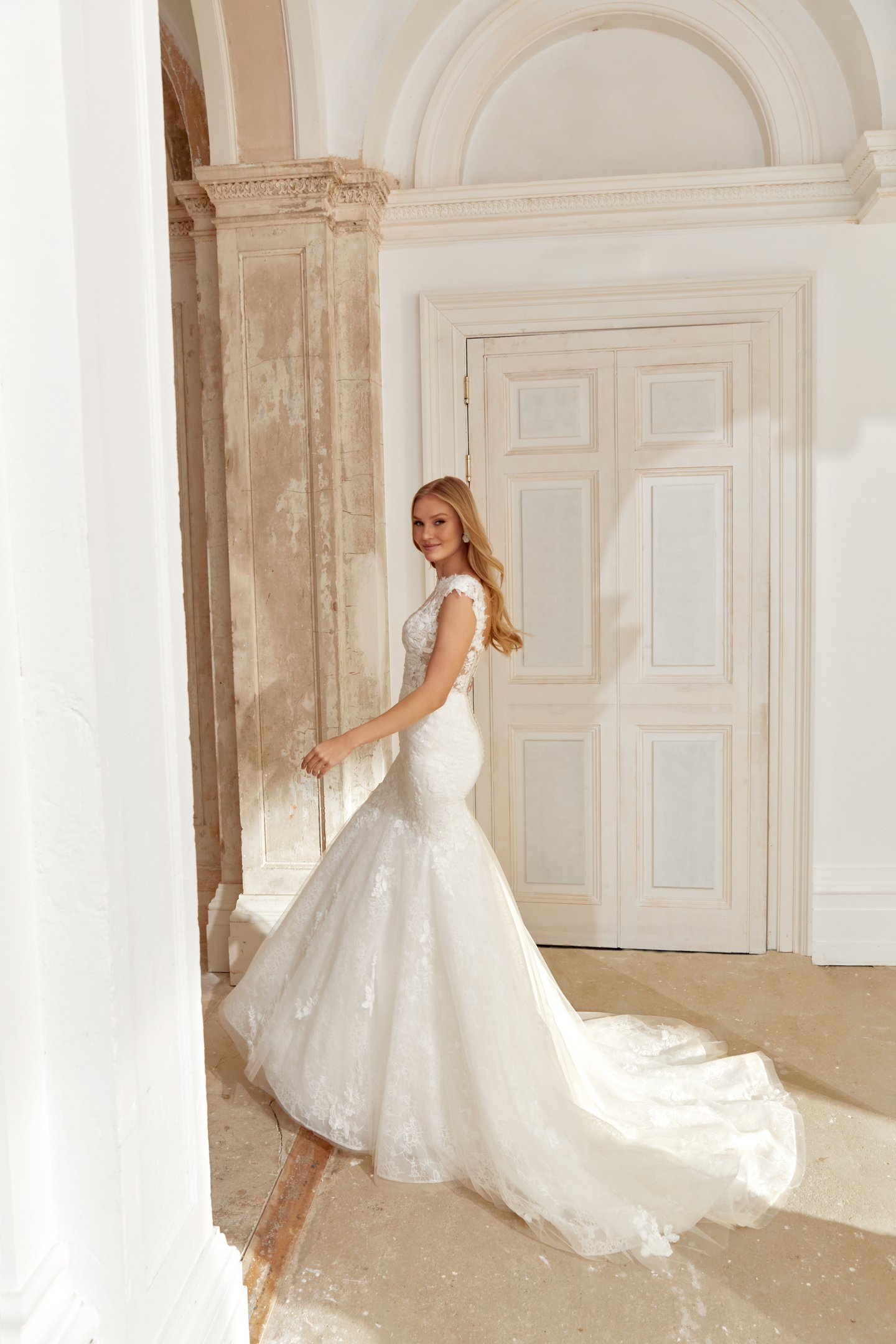 Sincerity Bridal Style 44560 Trumpet Tulle Gown with Illusion Sabrina Plunging Sweetheart Neckline