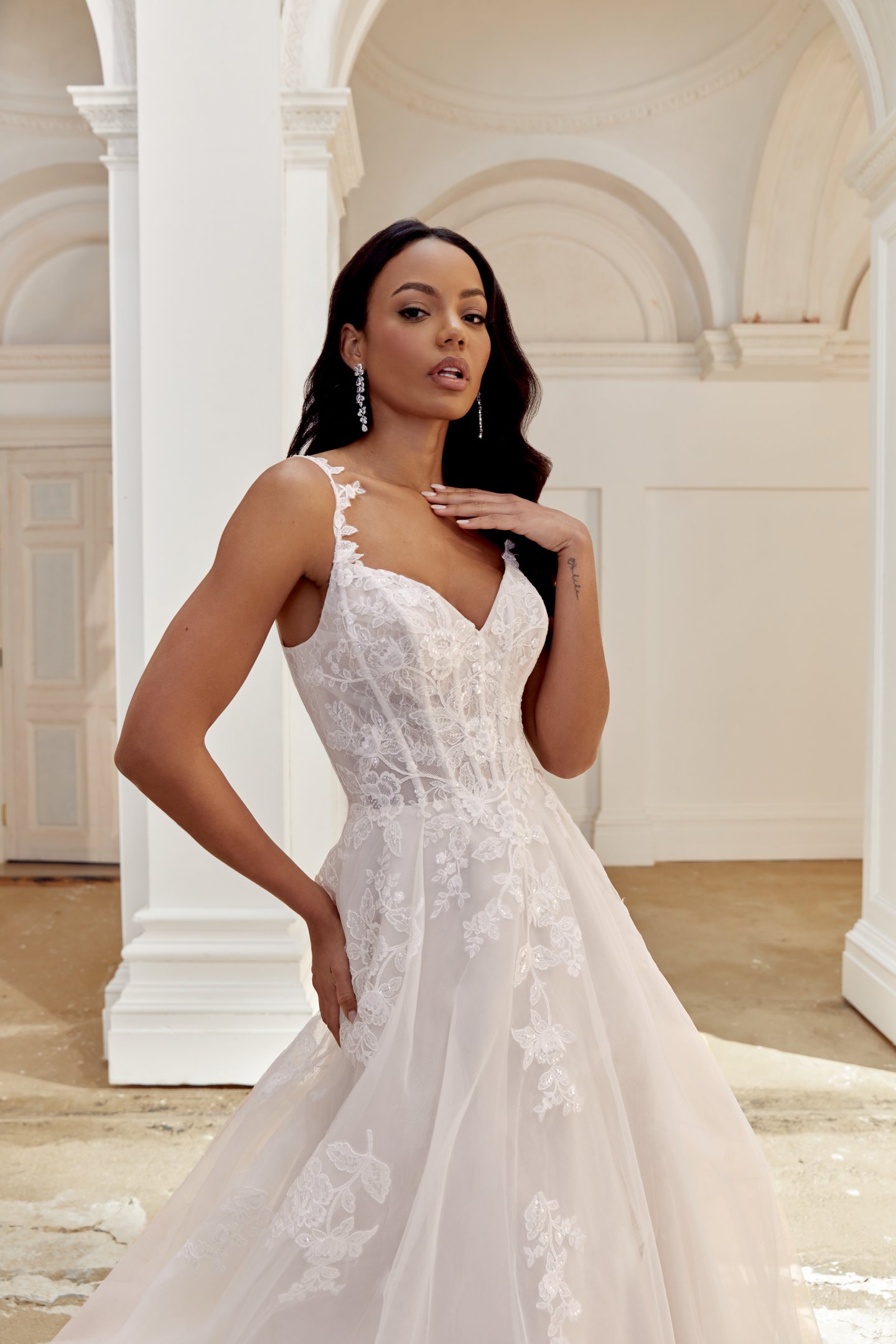 Sincerity Bridal Style 44561 A-Line Gown with Bikini Neckline and Delicate Lace Straps