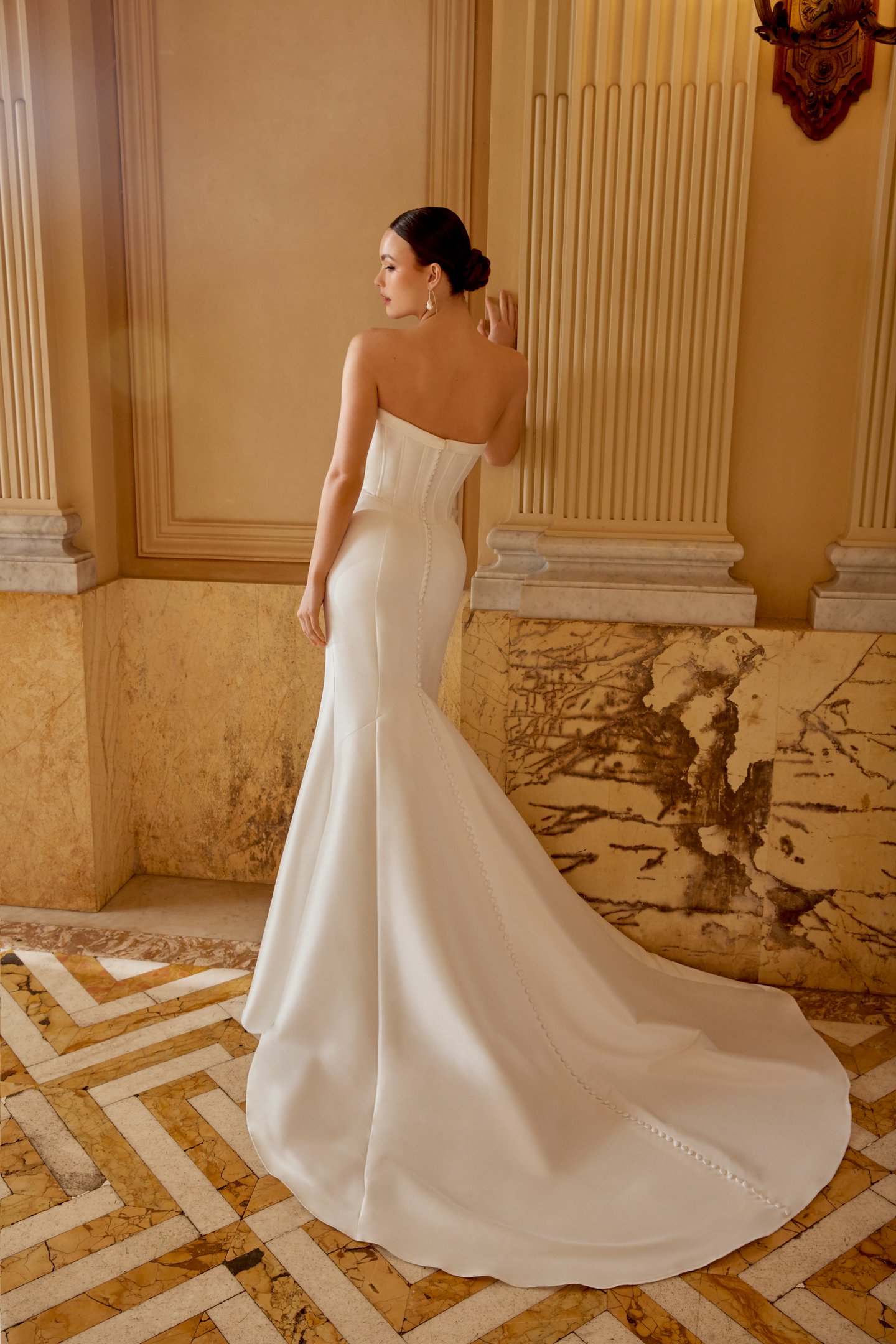 Sincerity Bridal Style 44602 Mikado Fit and Flare Dress with Strapless Sweetheart Neckline and Basque Waistline