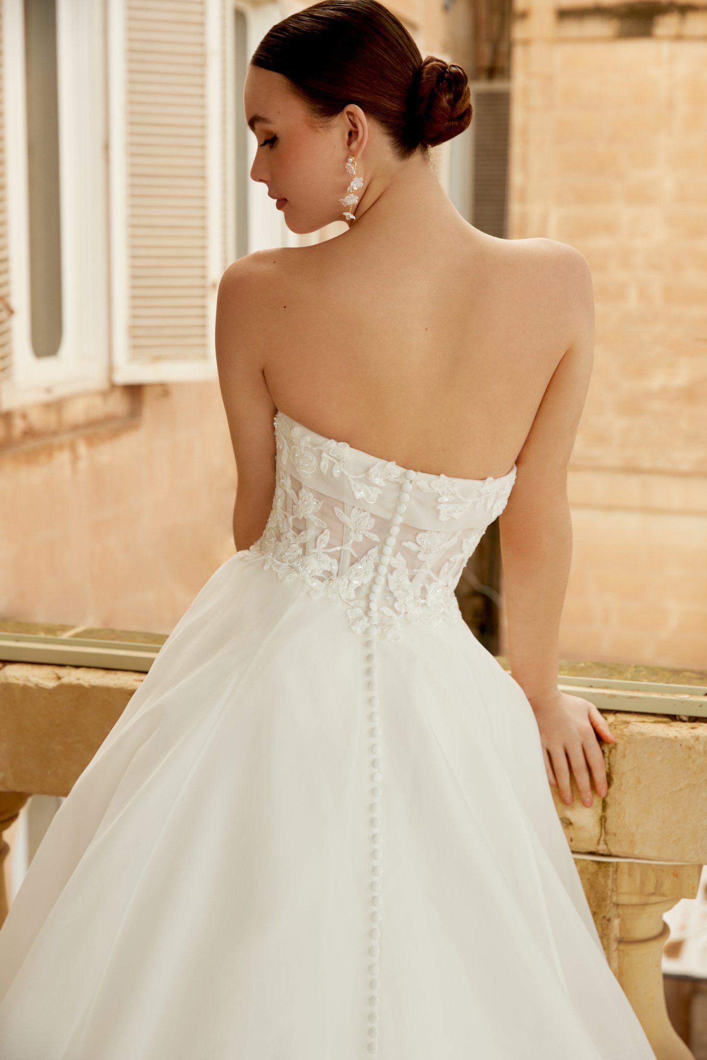 Sincerity Bridal Style 44604 Organza Ballgown with Illusion Bodice, Exposed Boning, and Lace Appliqués on the Circular Skirt and Train