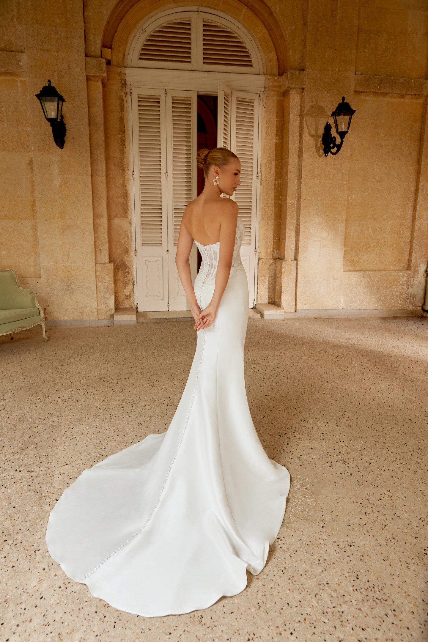 Sincerity Bridal Style 44607 Sweetheart Strapless Fit and Flare Dress with Illusion Bodice and Sequined Lace Appliqués