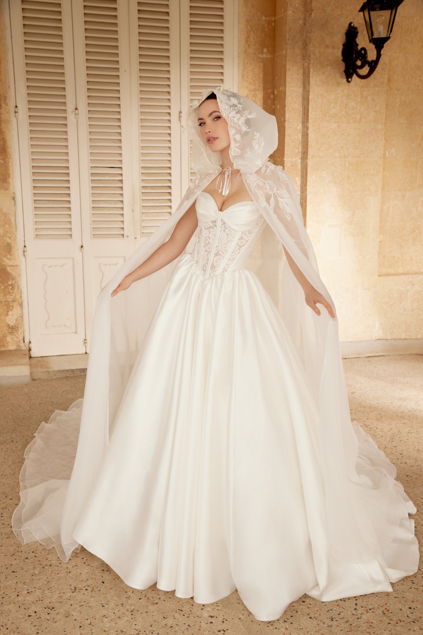Sincerity Bridal Style 44610 Mikado Ball Gown with Exposed Boning on Bodice and Basque Waistline