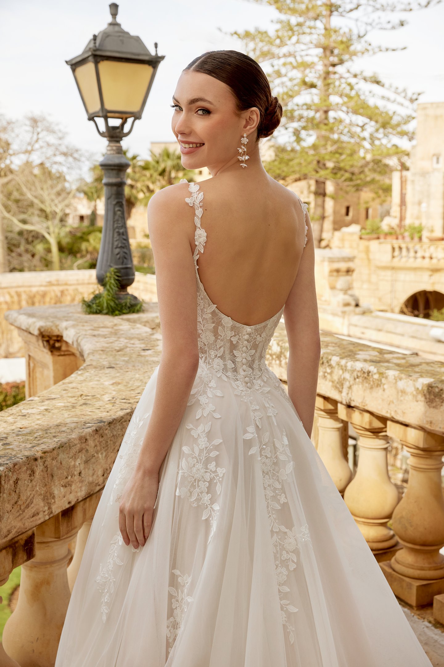 Sincerity Bridal Style 44618 Tulle A-Line Dress with Floral Lace Appliqués on Bodice and Skirt
