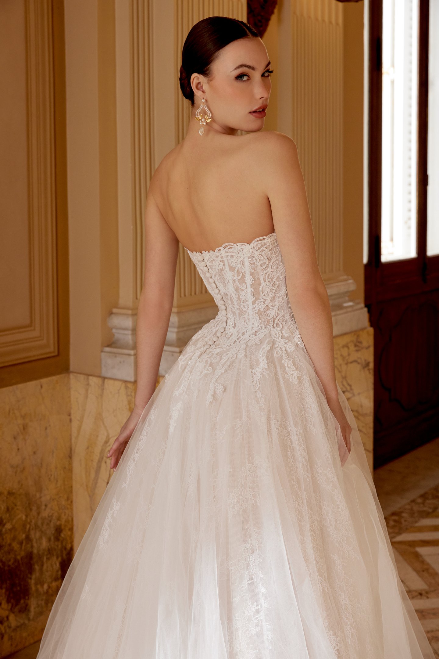 Sincerity Bridal Style 44620 Cat Eye A-Line Bridal with Illusion Bodice Adorned with Sequined Lace Appliqués