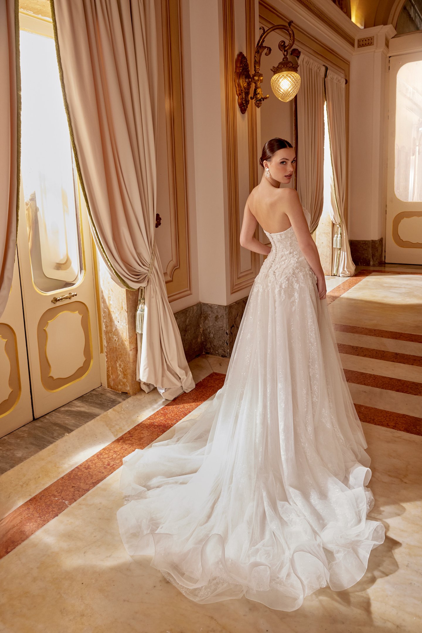 Sincerity Bridal Style 44622 Allover Glitter Tulle A-Line Dress with Beaded and Sequined Lace Appliqués