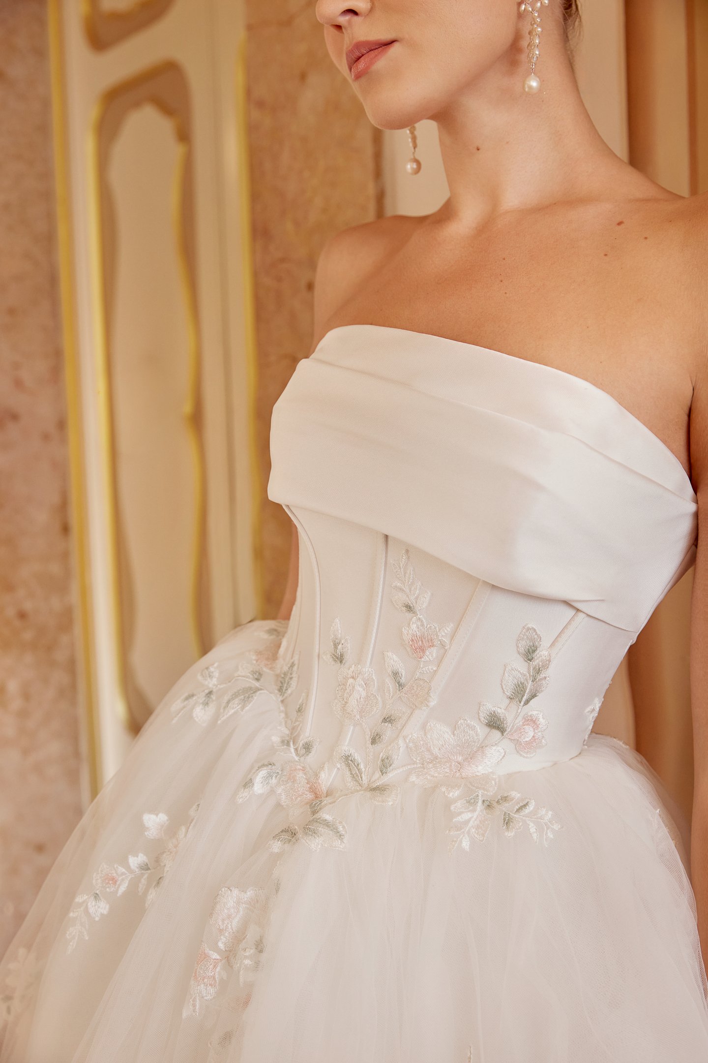 Sincerity Bridal Style 44627 Tulle Ball Gown with Strapless Cuff Neckline and Mikado Corset Bodice