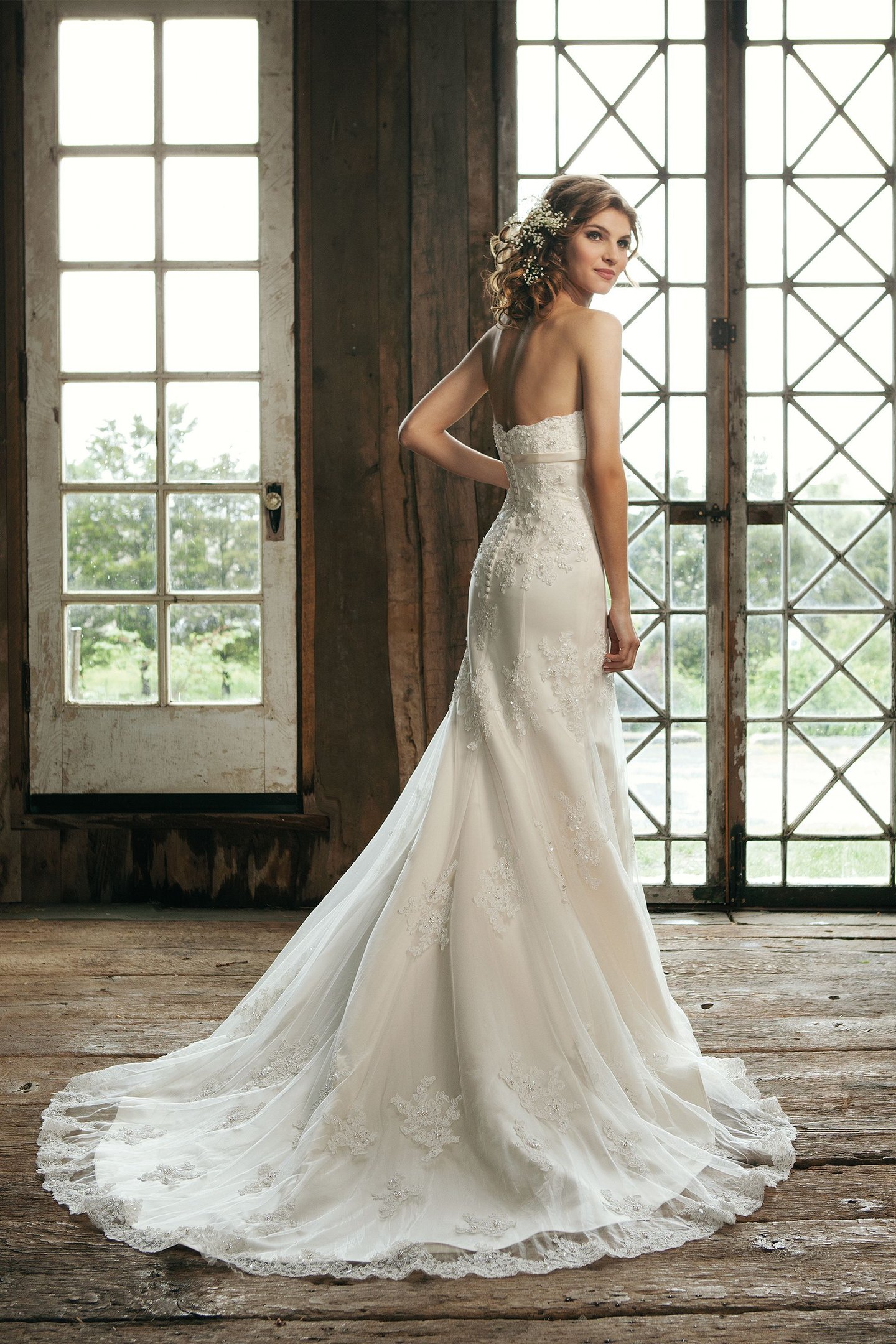 Sincerity Bridal Style 3664 Strapless beaded lace trumpet dress
