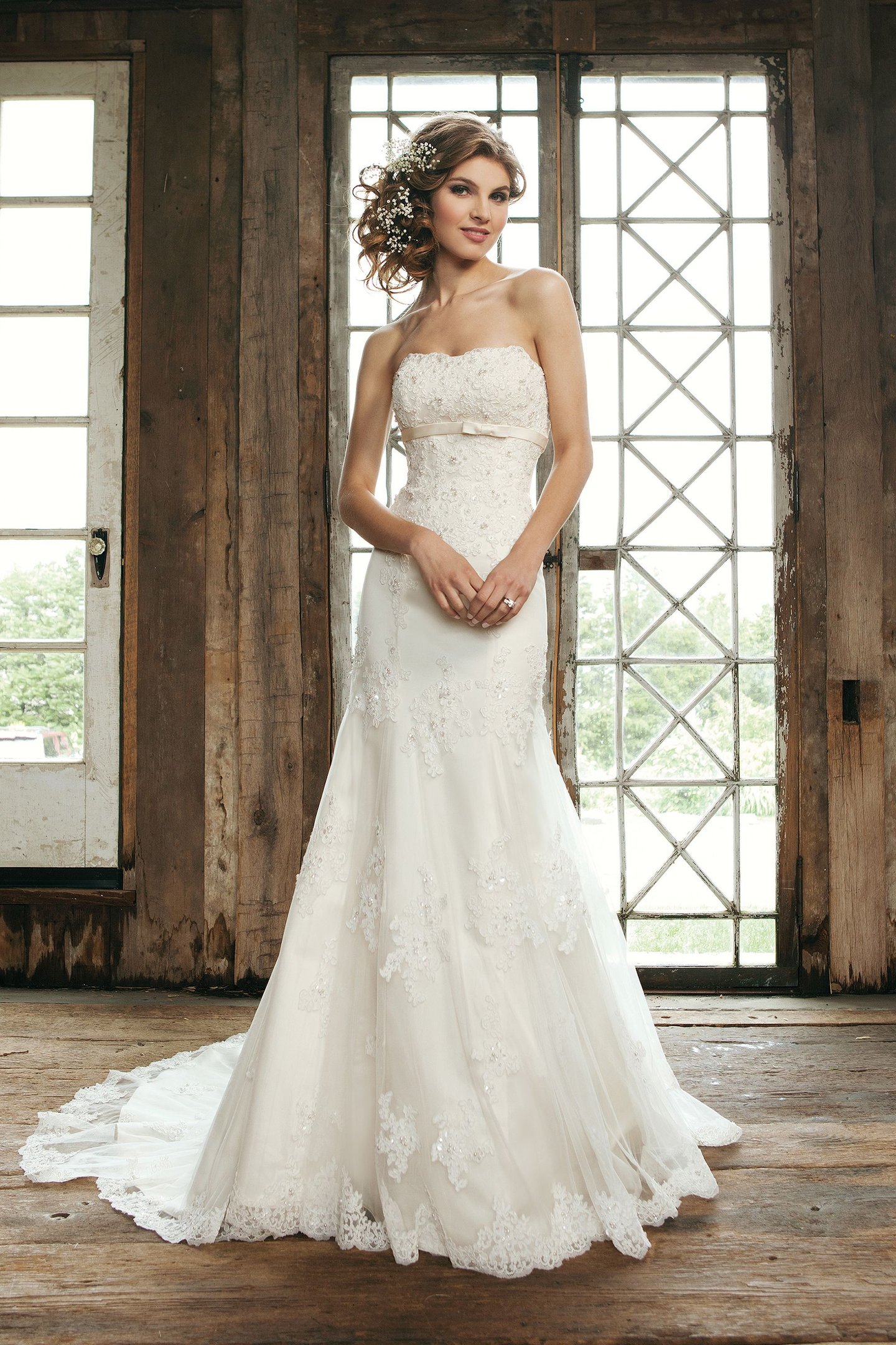 Sincerity Bridal Style 3664 Strapless beaded lace trumpet dress