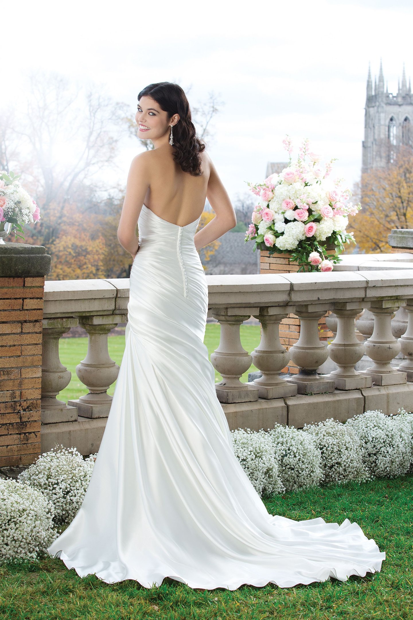 Sincerity Bridal Style 3757 Charmeuse A-line dress featuring a sweetheart neckline