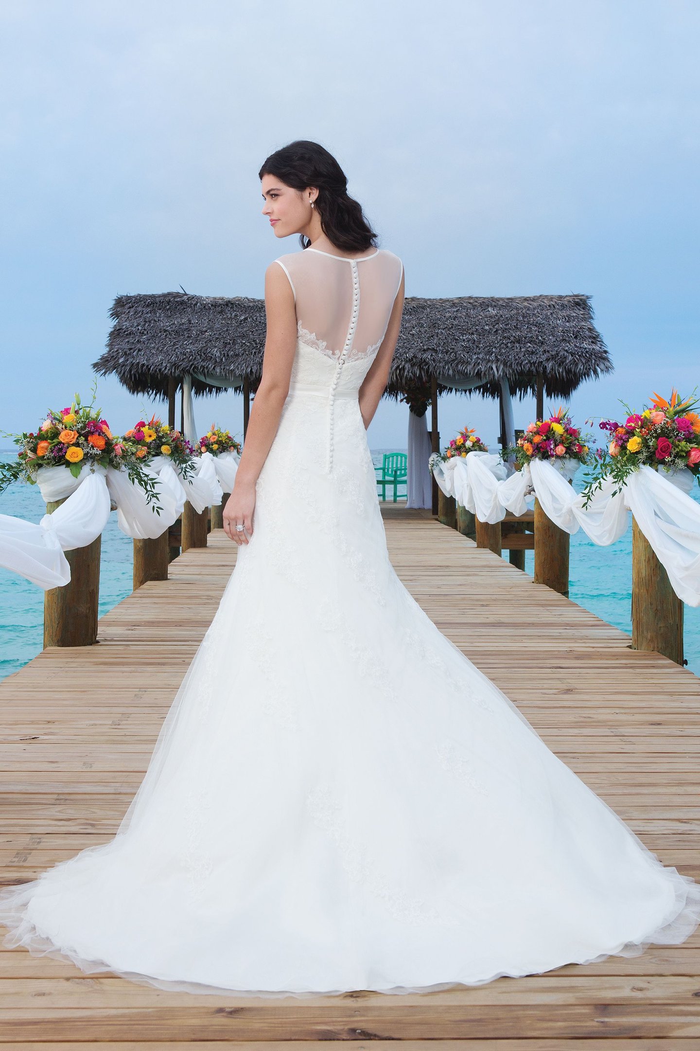 Sincerity Bridal Style 3783 Tulle A-line dress complemented with a tank neckline