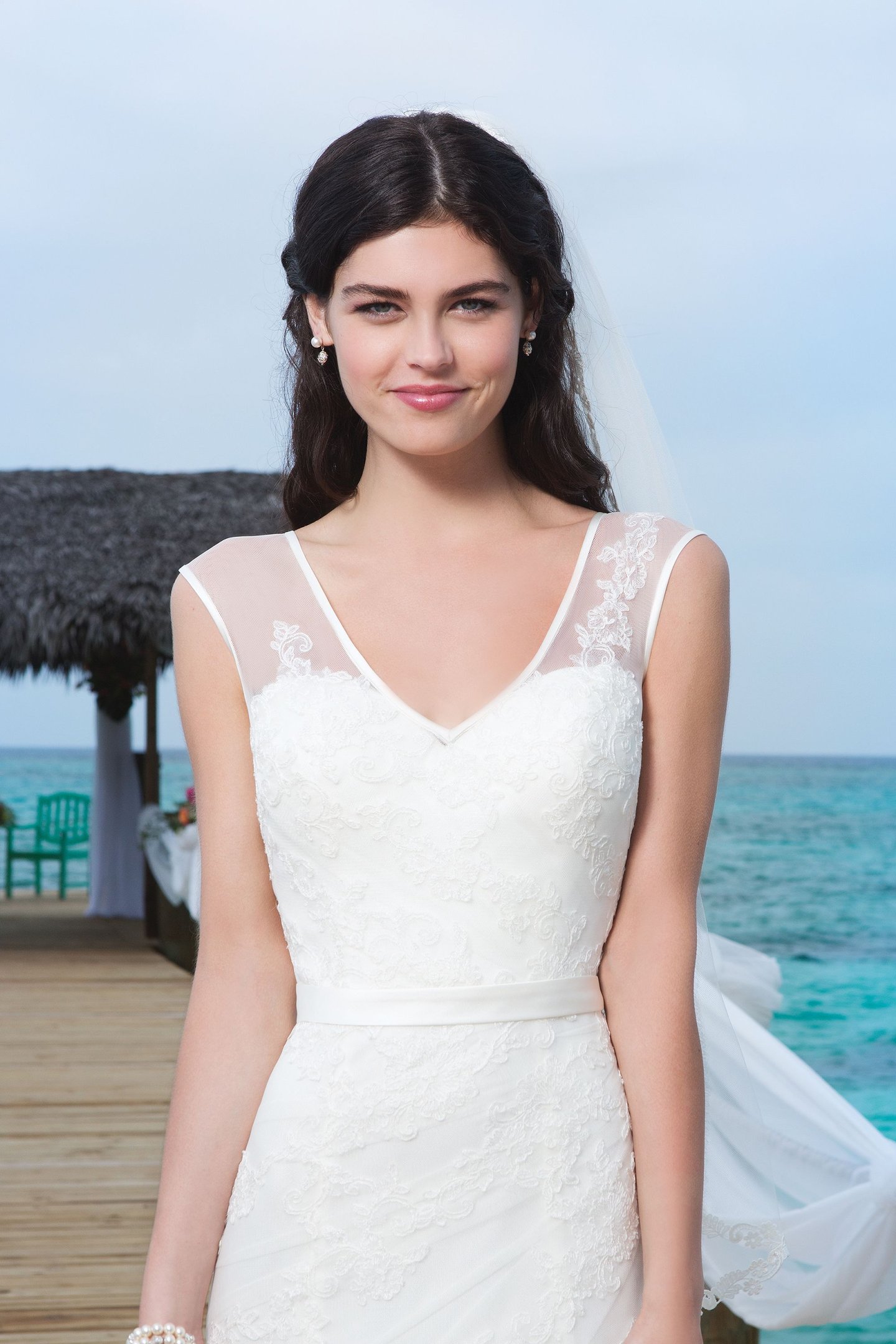 Sincerity Bridal Style 3783 Tulle A-line dress complemented with a tank neckline