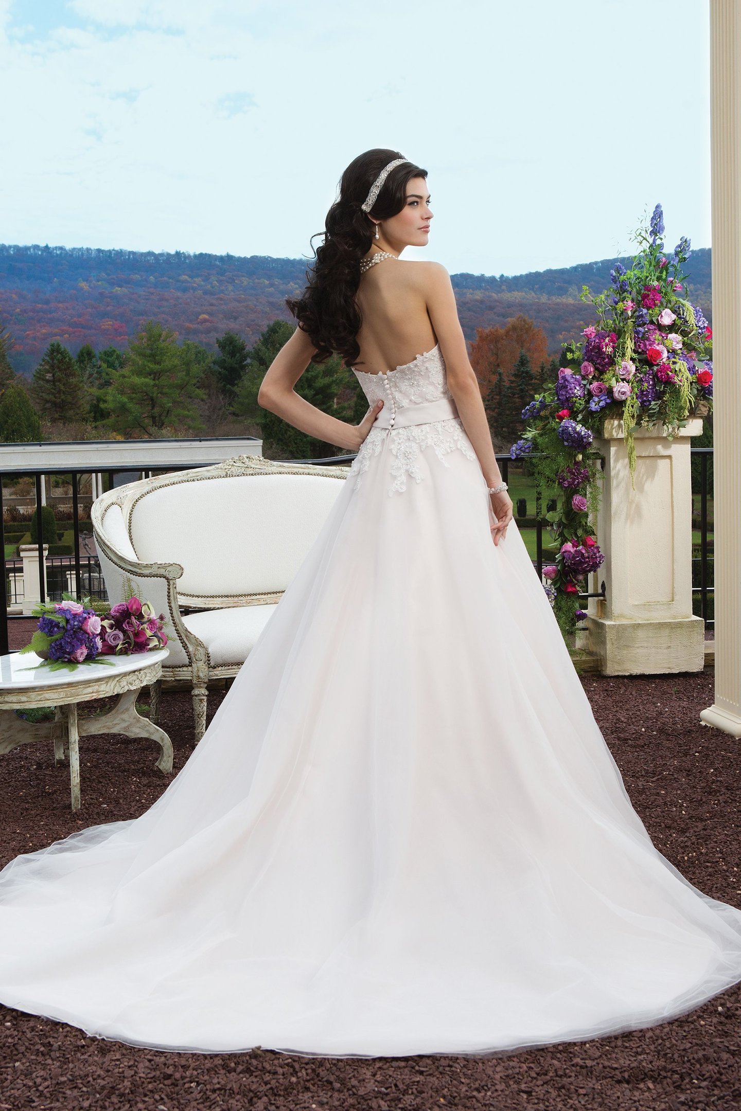 Sincerity Bridal Style 3816 Tulle Ball Gown with Satin Bow Belt