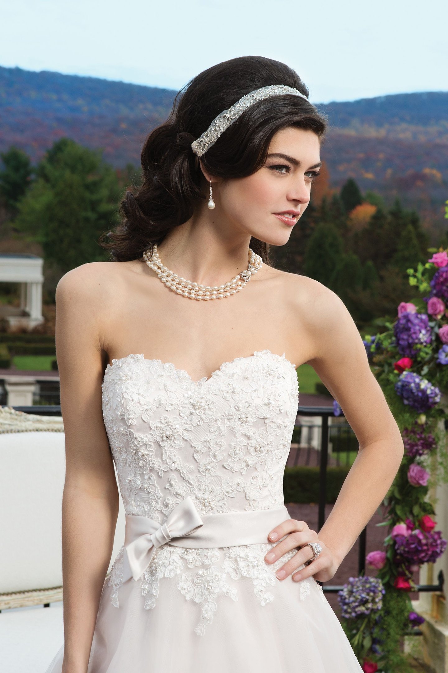 Sincerity Bridal Style 3816 Tulle Ball Gown with Satin Bow Belt