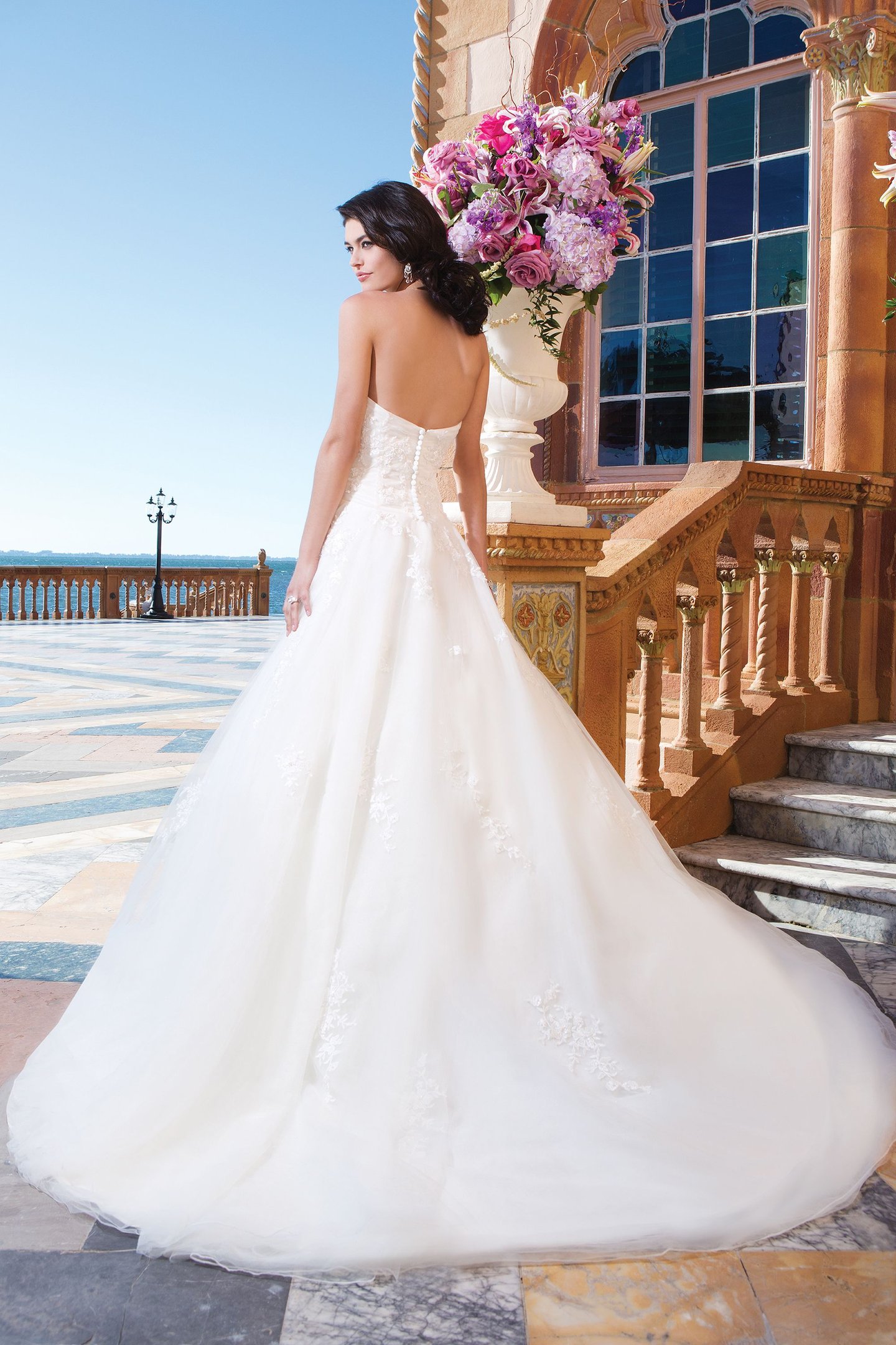 Sincerity Bridal Style 3825 Tulle; embroidered lace; beaded lace ball gown with a strapless neckline