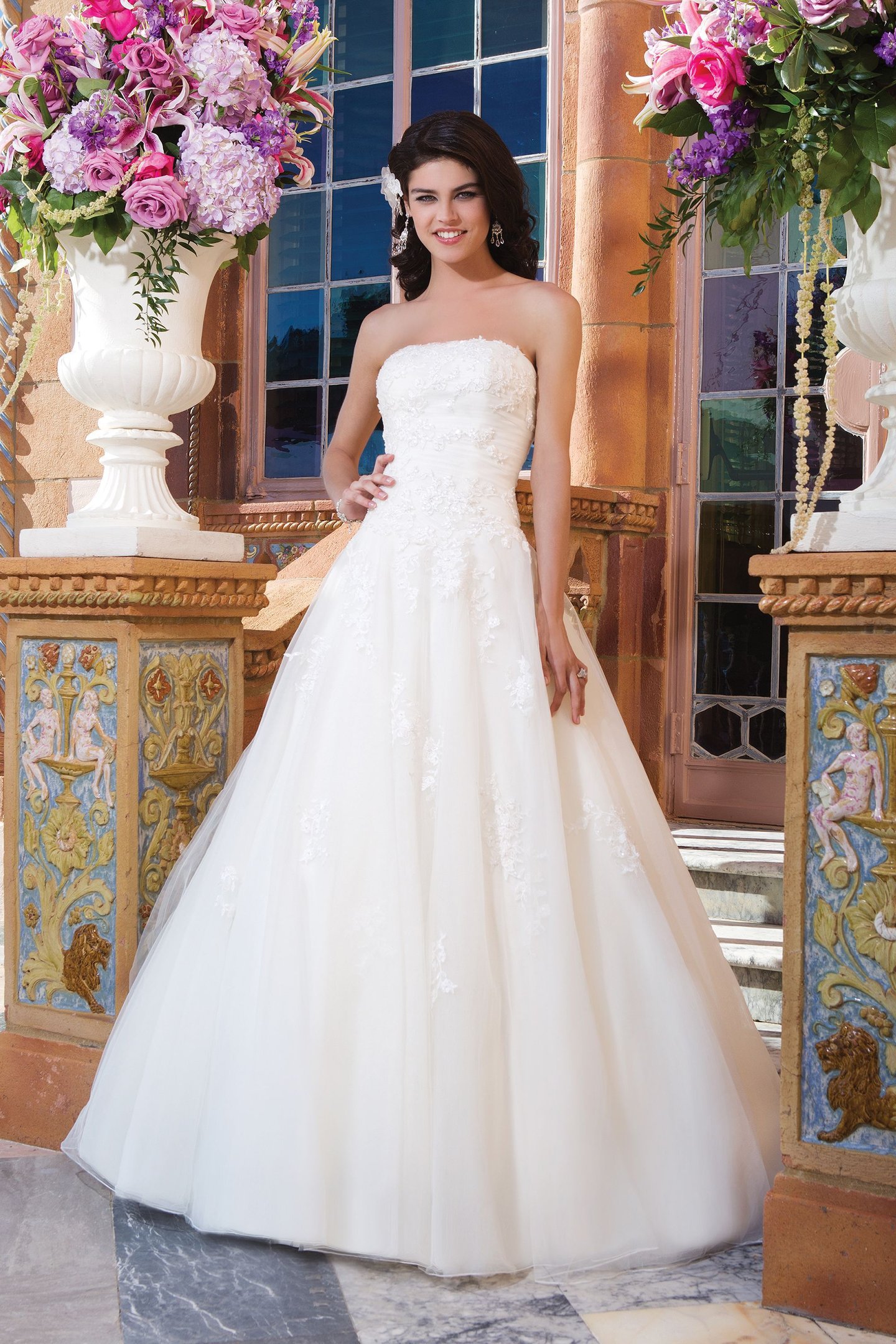 Sincerity Bridal Style 3825 Tulle; embroidered lace; beaded lace ball gown with a strapless neckline