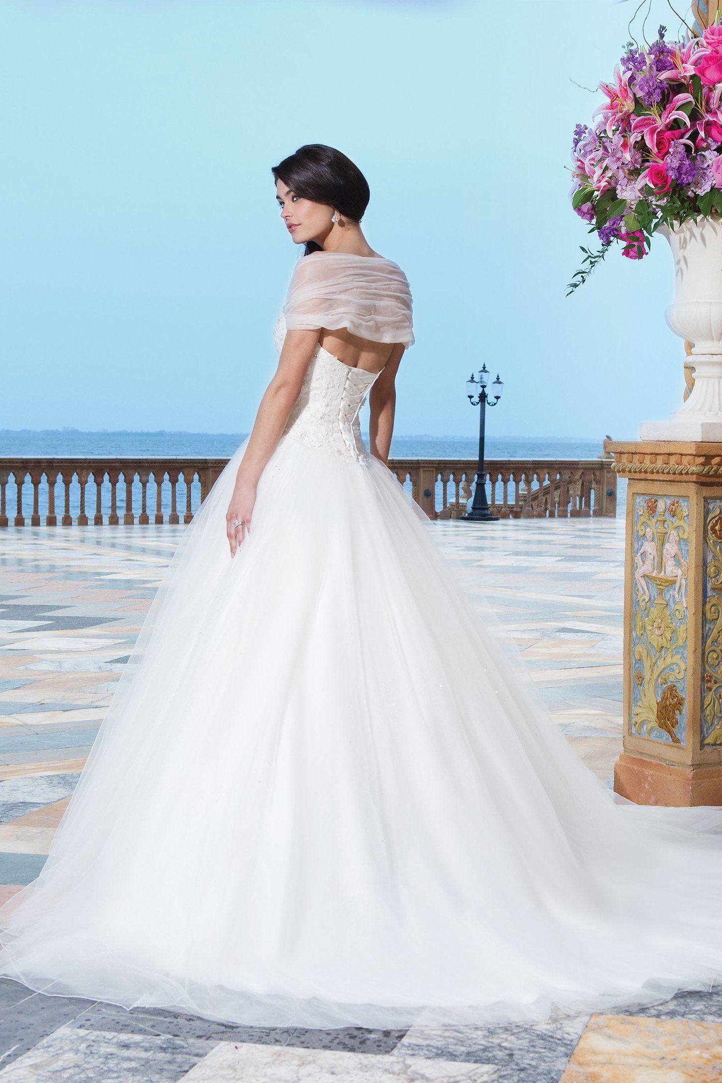 Sincerity Bridal Style 3840 Tulle; corded lace; beaded lace ball gown complemented by a sweetheart neckline
