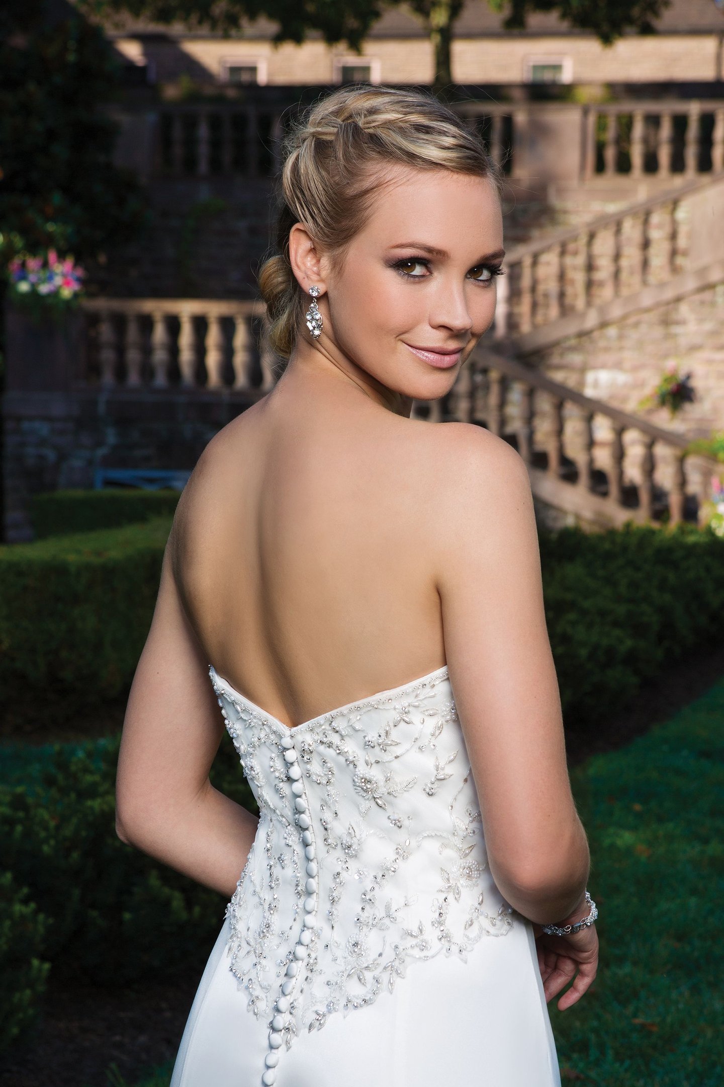 Sincerity Bridal Style 3856 Beaded satin Slim A-line emphasized by a sweetheart neckline.