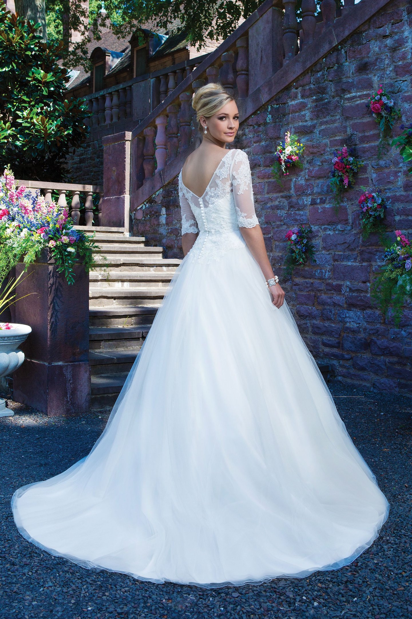 Sincerity Bridal Style 3870 Beaded embroidered lace; alencon lace and tulle ball gown accentuated by a sweetheart neckline.