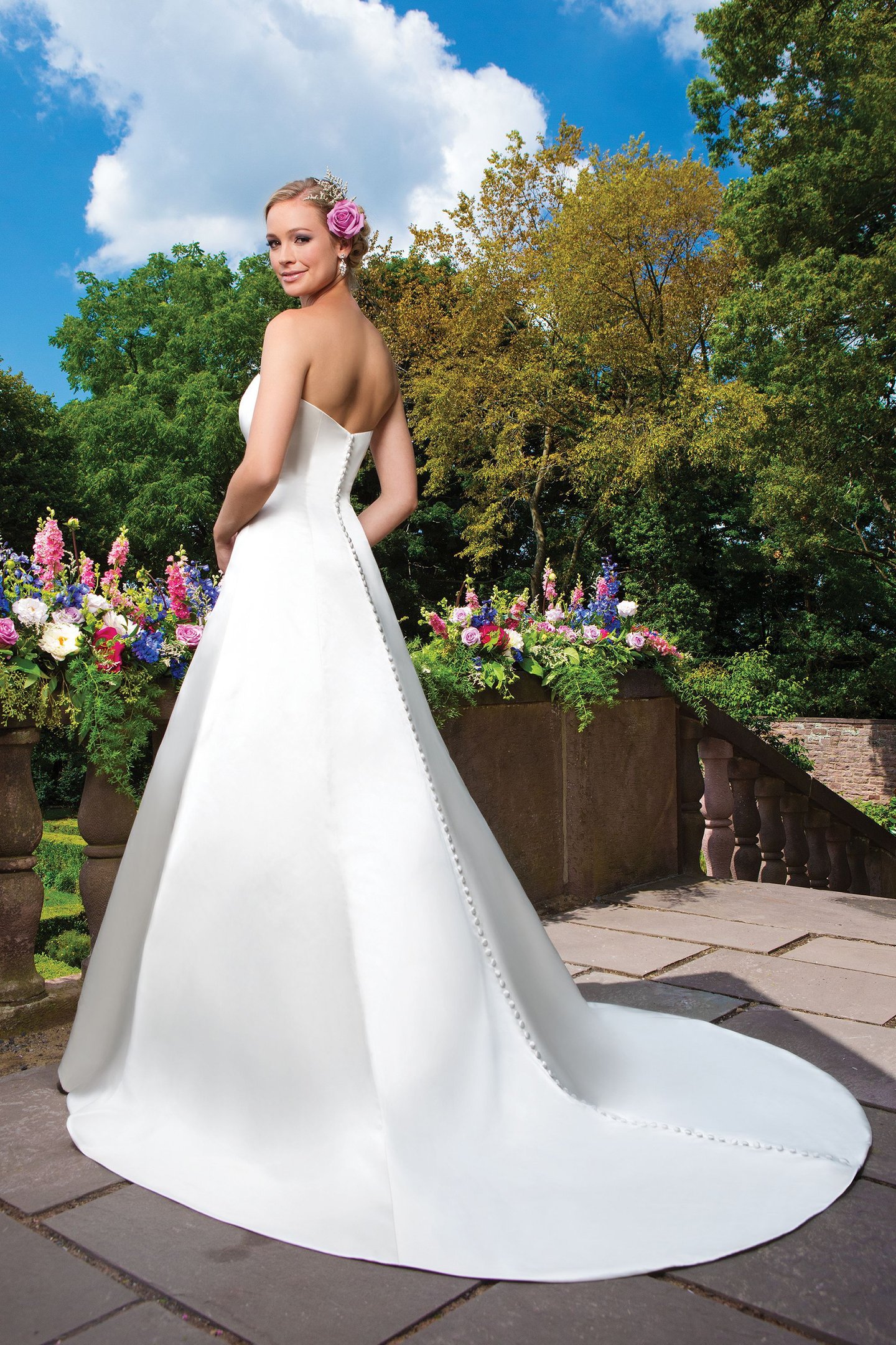 Sincerity Bridal Style 3872 Satin A-line emphasized by a strapless neckline.