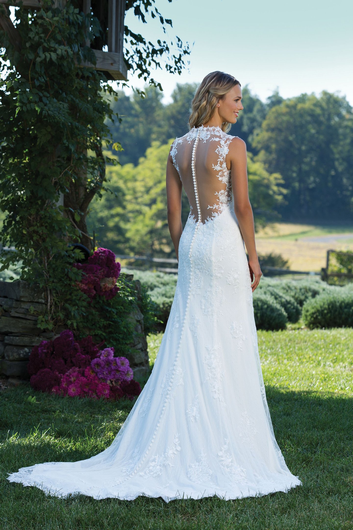 Sincerity Bridal Style 3885 Queen Anne and Illusion Back Lace Gown