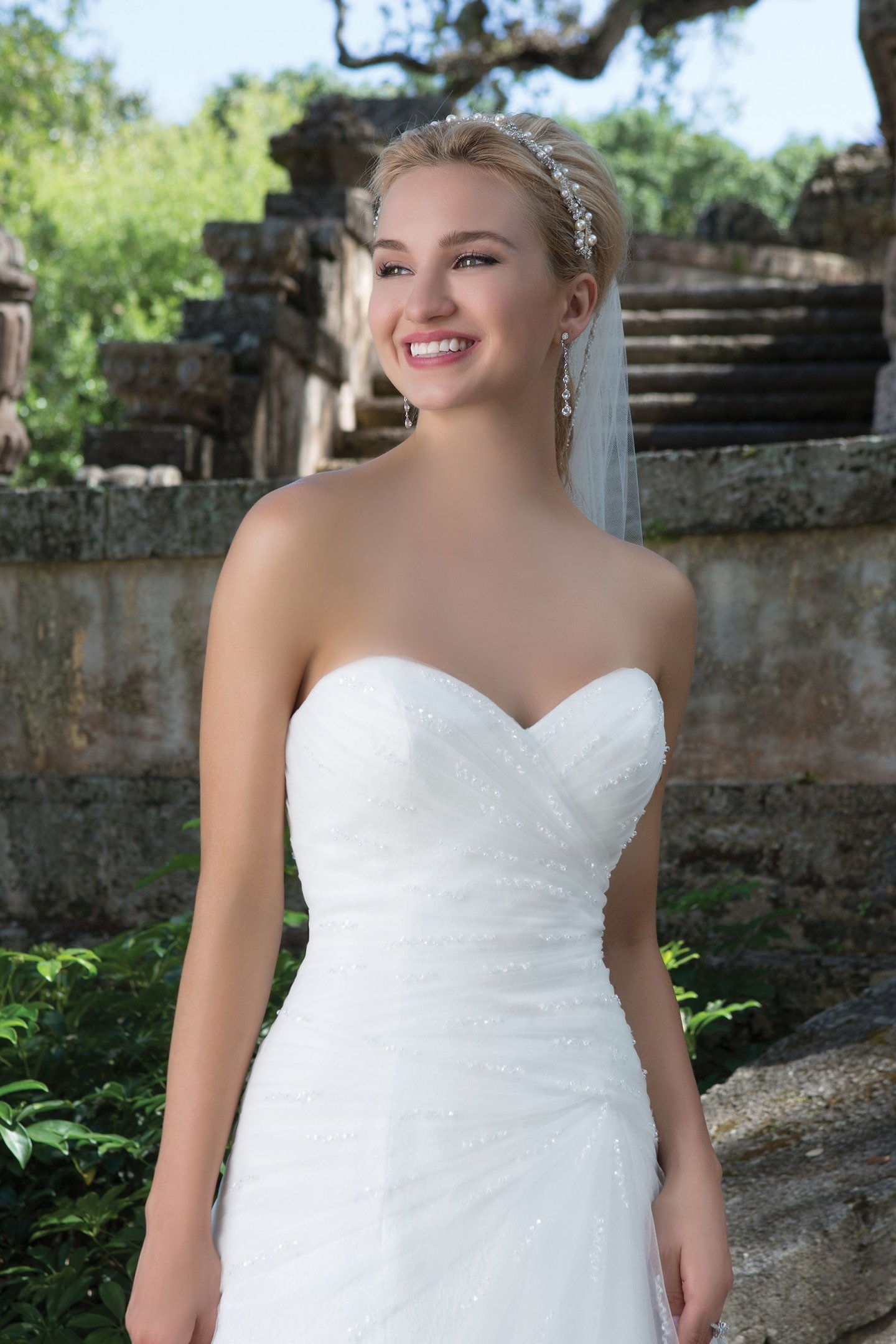Sincerity Bridal Style 3895 Beaded Tulle and Ruched Lace A-line Gown
