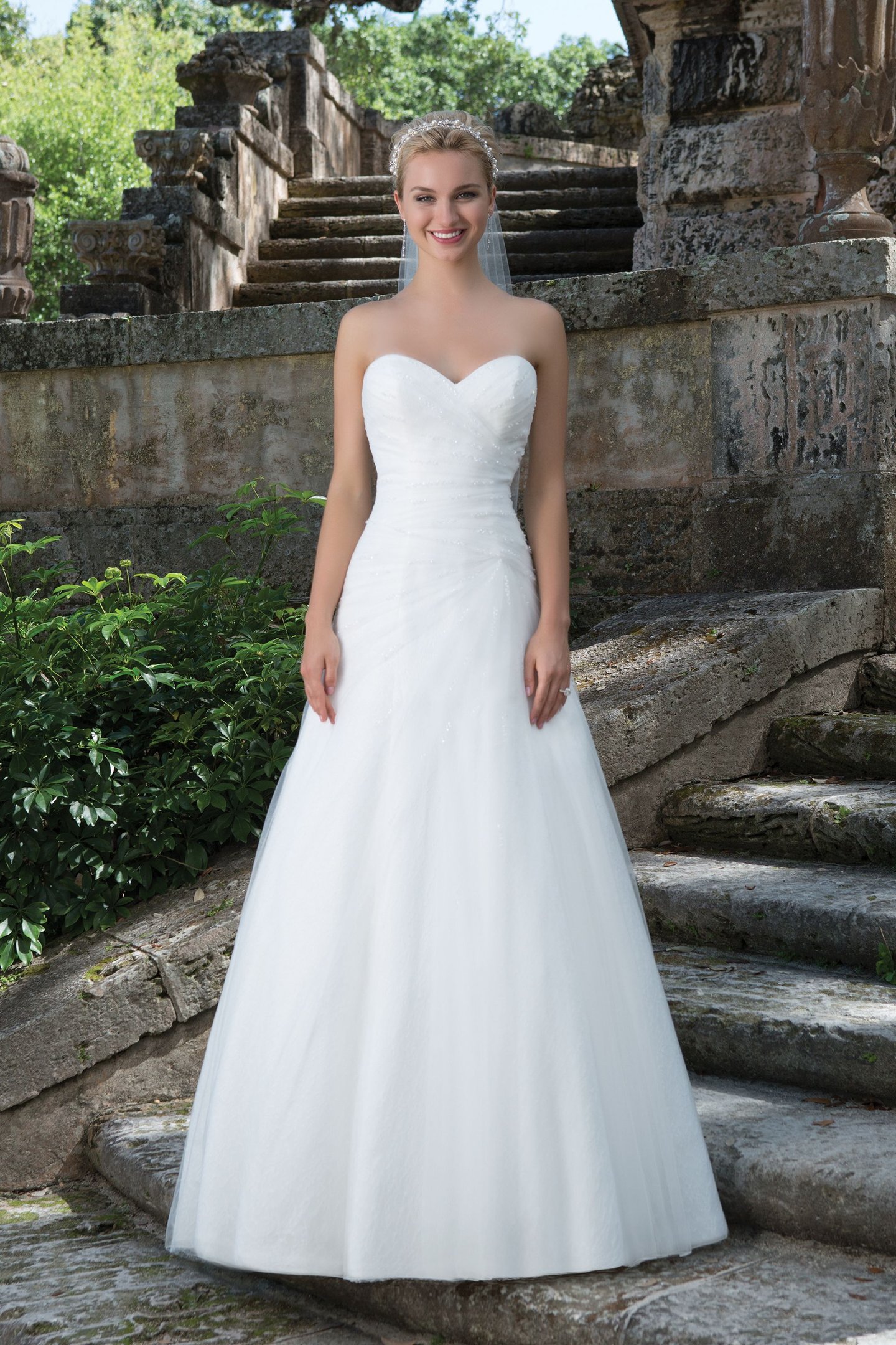 Sincerity Bridal Style 3895 Beaded Tulle and Ruched Lace A-line Gown