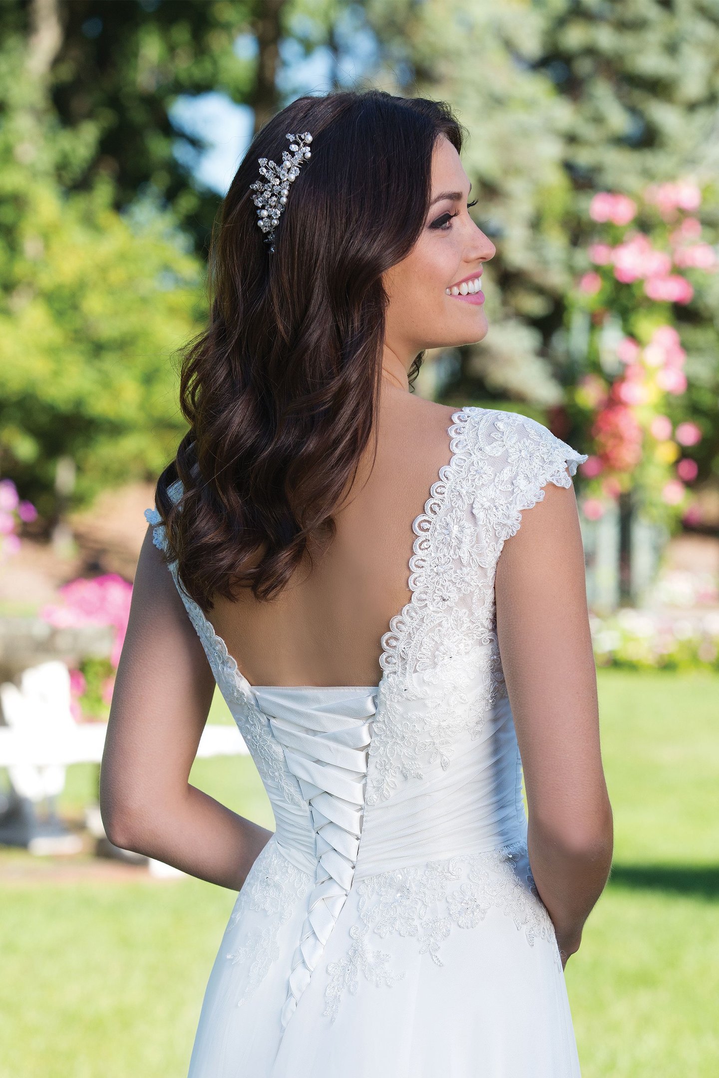 Sincerity Bridal Style 3927 Sweetheart Slim A-Line Gown with Chiffon Flutter
