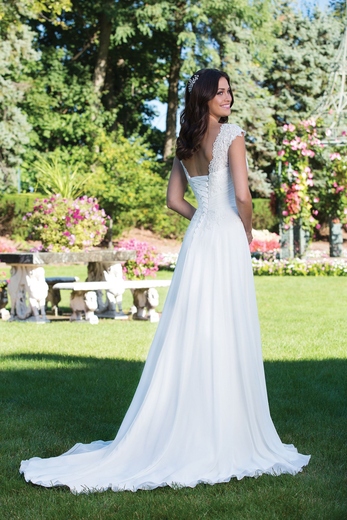 Sincerity Bridal Style 3927 Sweetheart Slim A-Line Gown with Chiffon Flutter